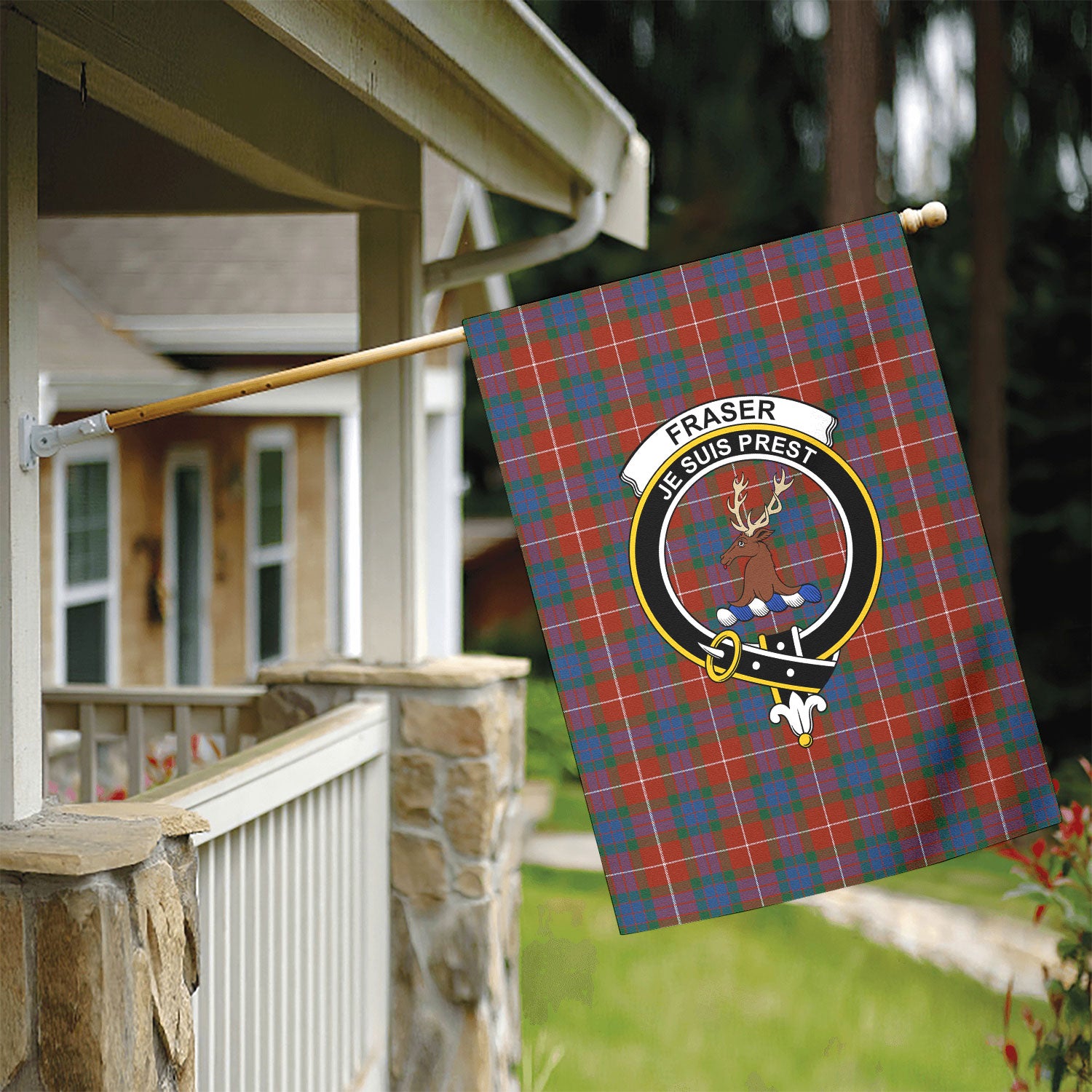 Fraser (of Lovat) Ancient Tartan Crest Garden Flag