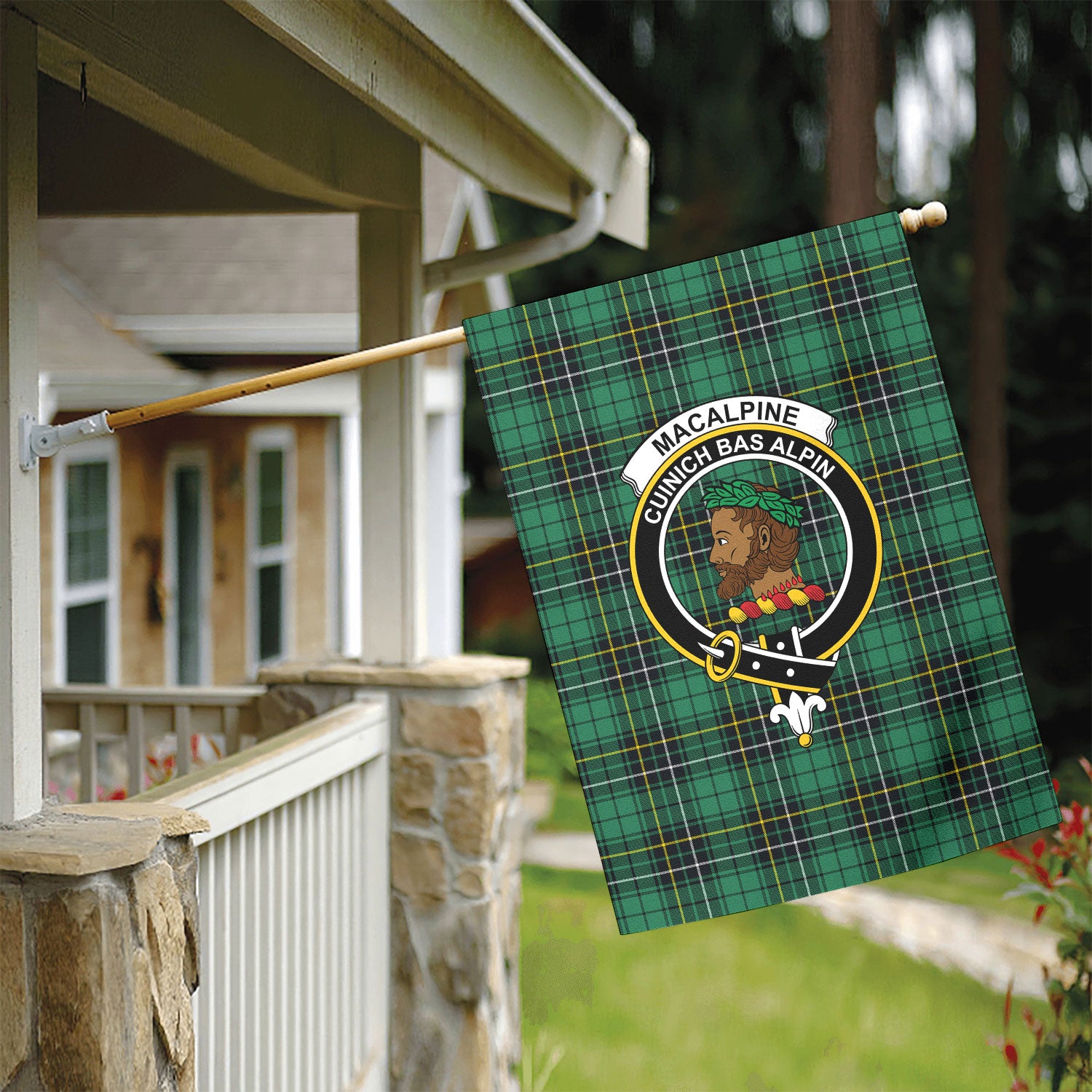 MacAlpine Ancient Tartan Crest Garden Flag