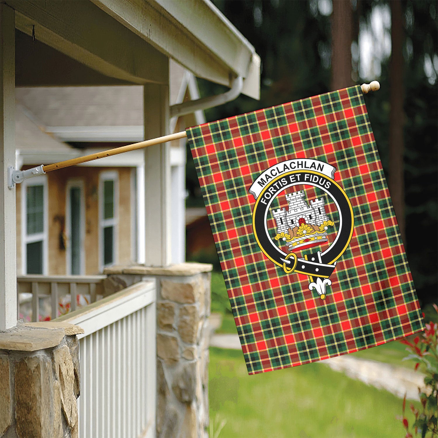 MacLachlan Hunting Modern Tartan Crest Garden Flag