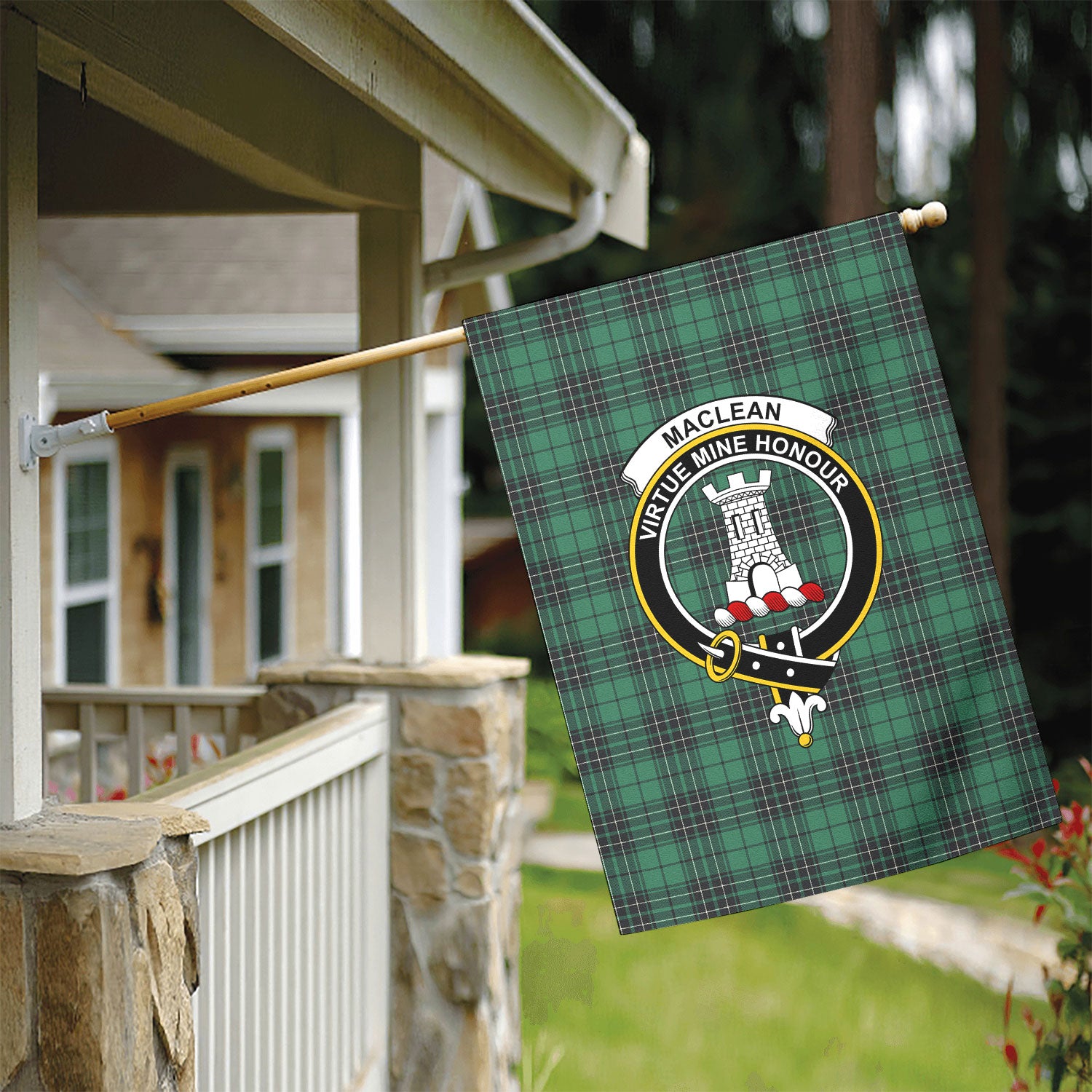 MacLean Hunting Ancient Tartan Crest Garden Flag