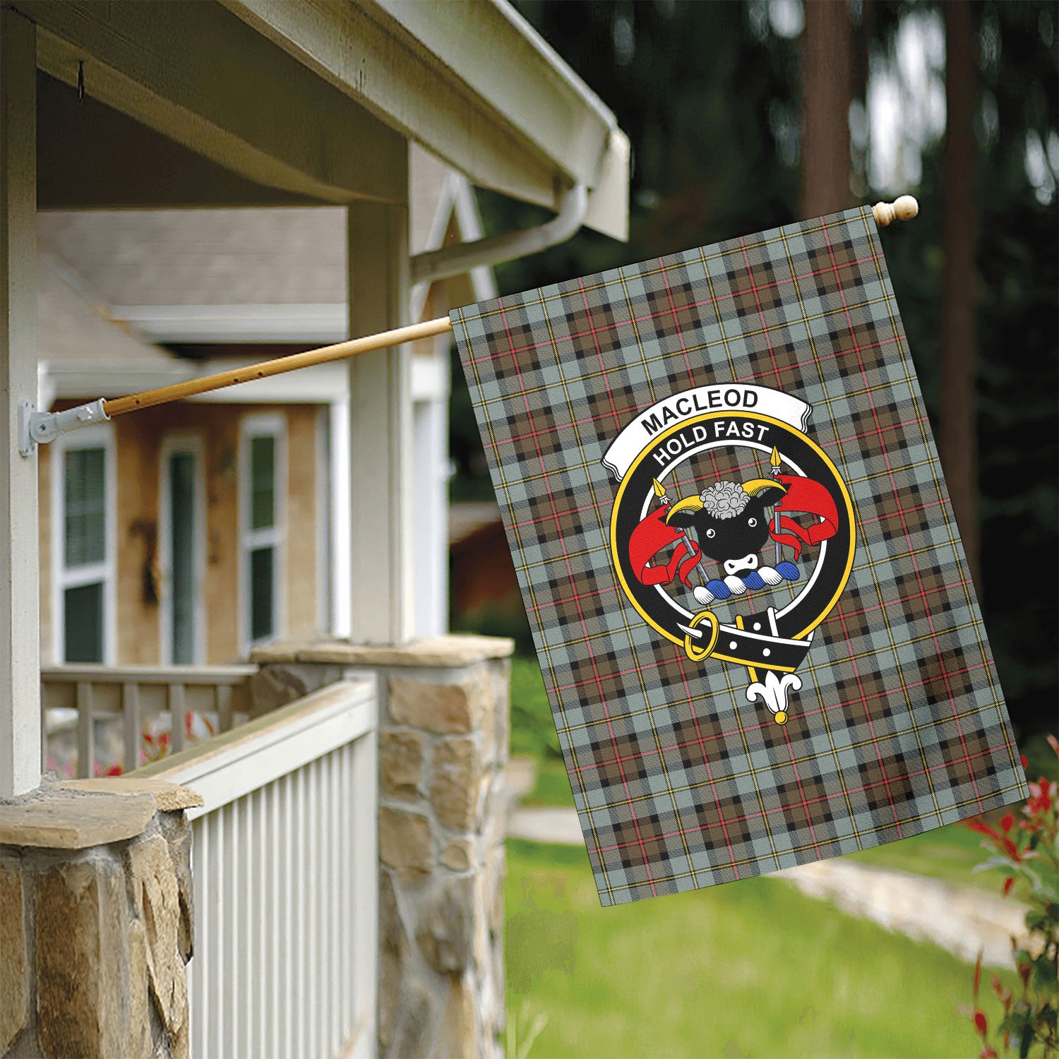 MacLeod of Harris Weathered Tartan Crest Garden Flag