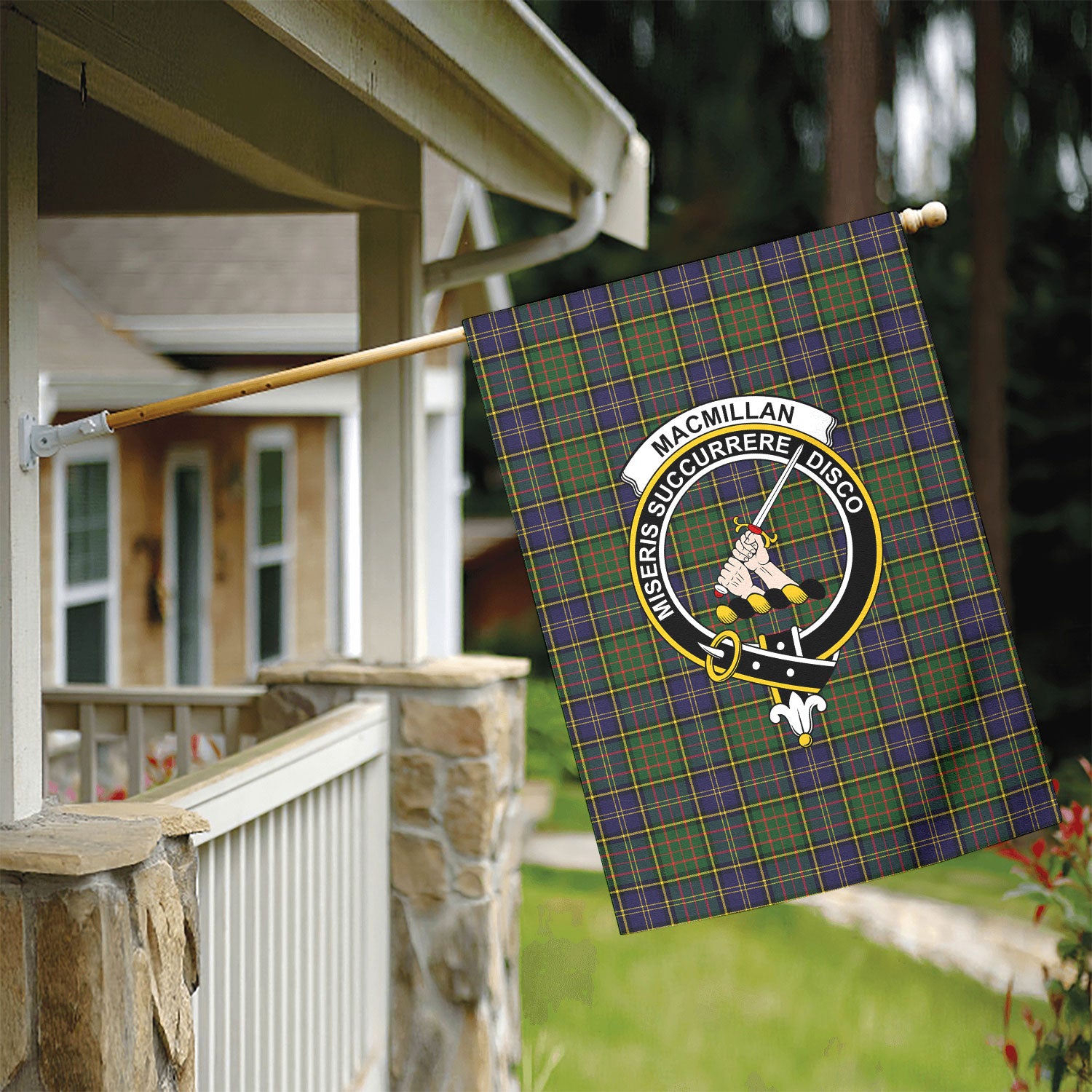 MacMillan Hunting Modern Tartan Crest Garden Flag