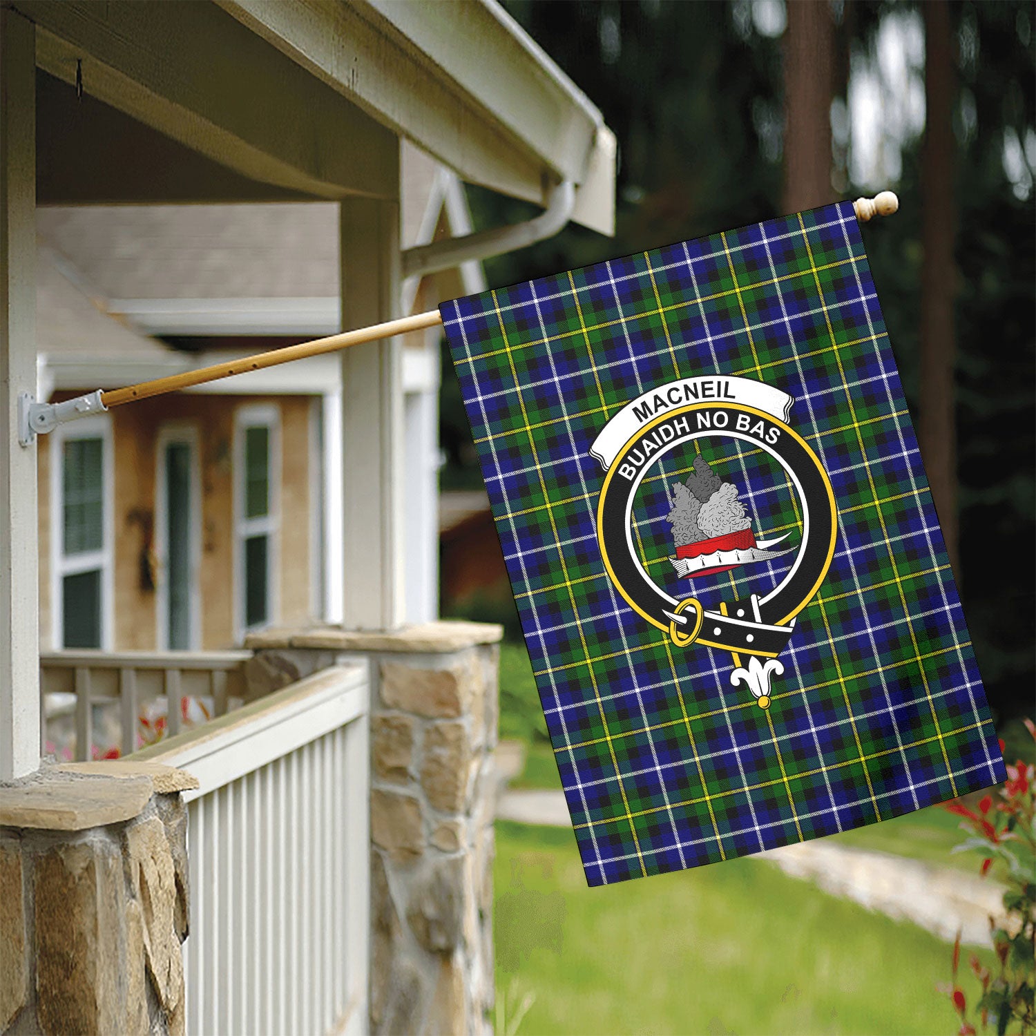MacNeil of Barra Modern Tartan Crest Garden Flag