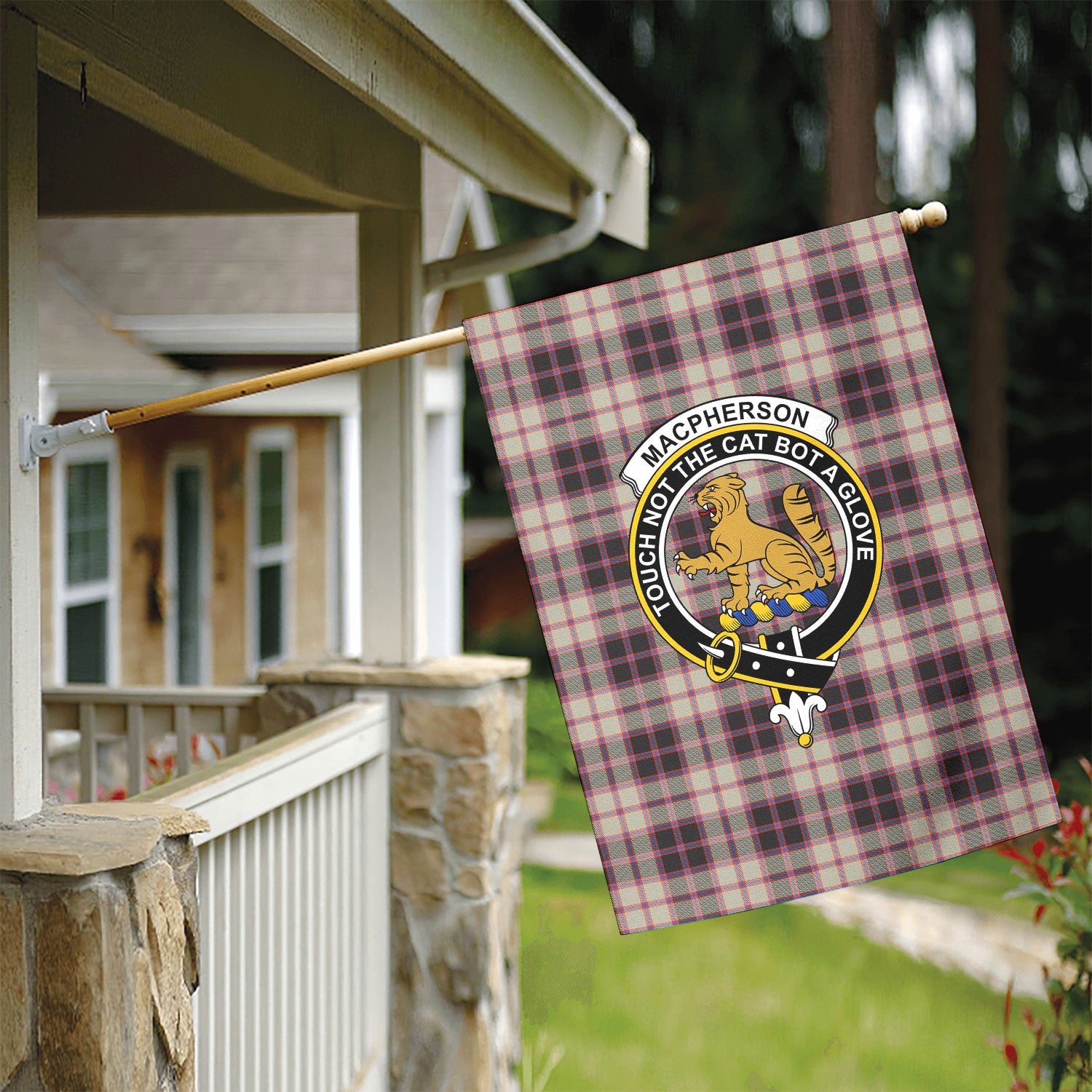 MacPherson Hunting Ancient Tartan Crest Garden Flag