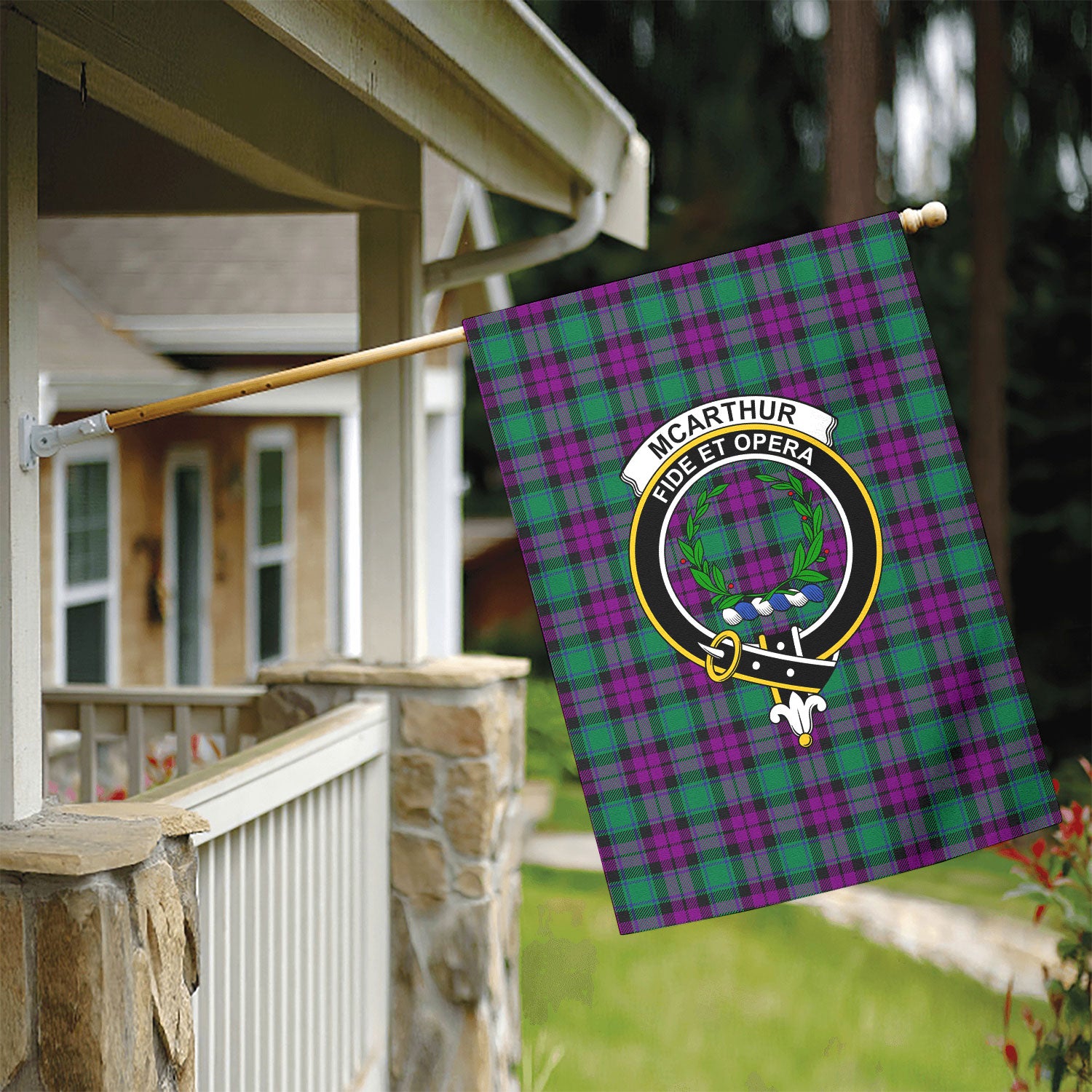 McArthur - Milton Tartan Crest Garden Flag