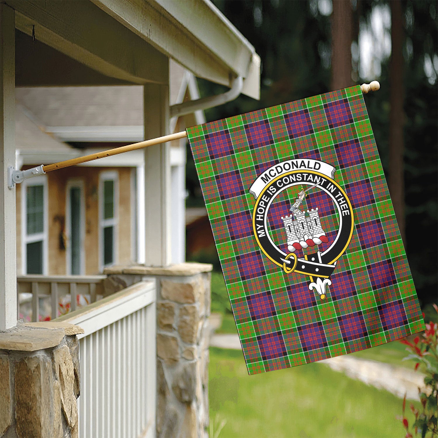 McDonald (Clan Ranald) Tartan Crest Garden Flag