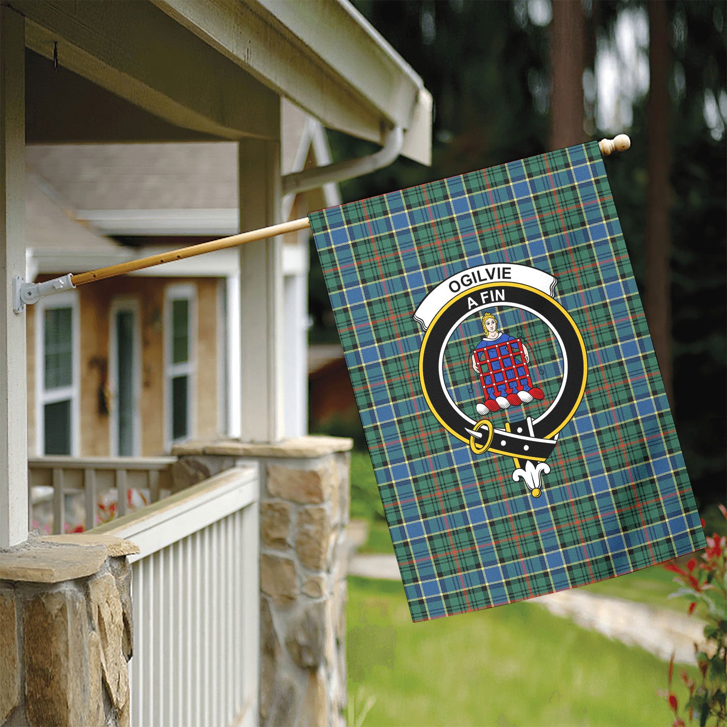 Ogilvie Hunting Ancient Tartan Crest Garden Flag