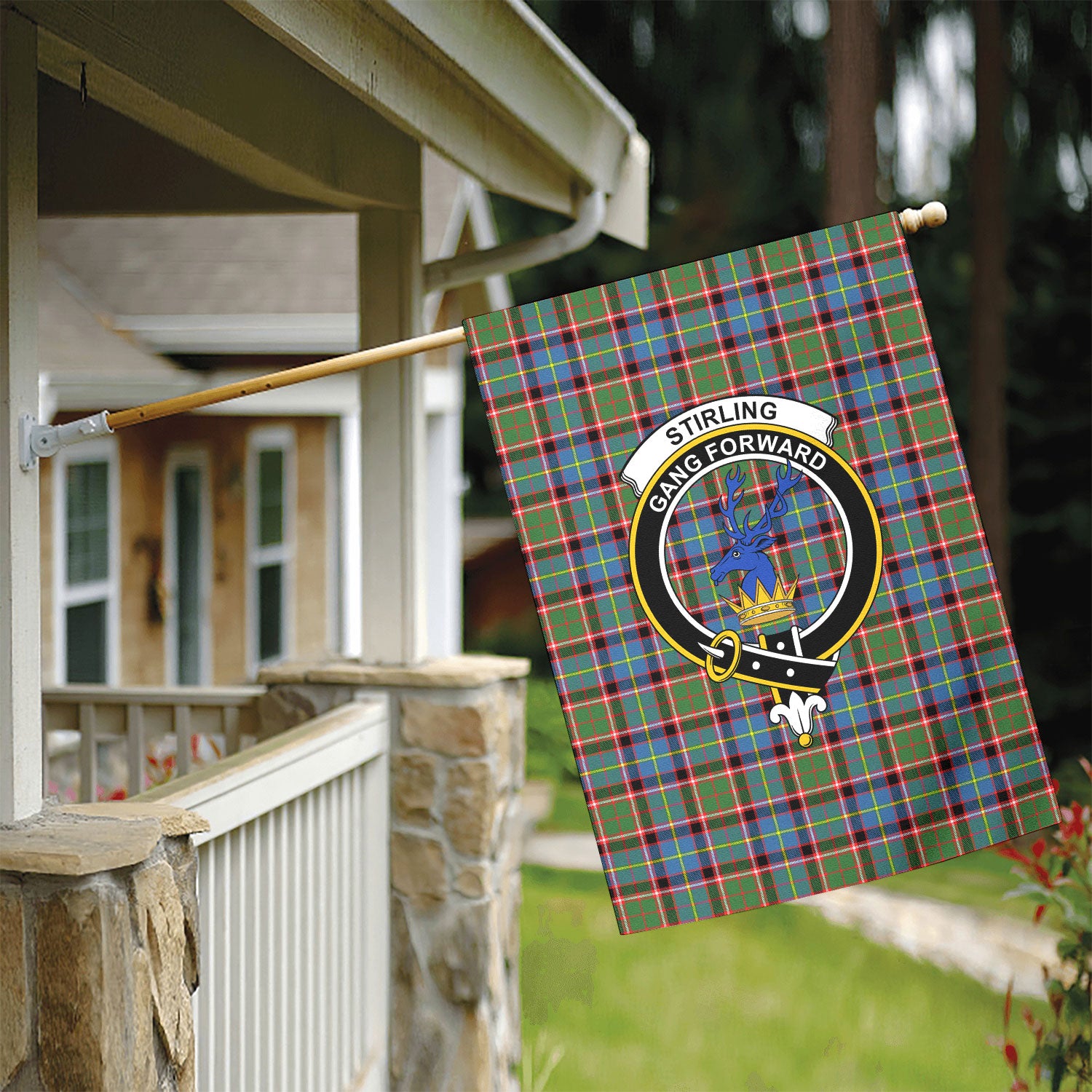 Stirling (of Cadder-Present Chief) Tartan Crest Garden Flag