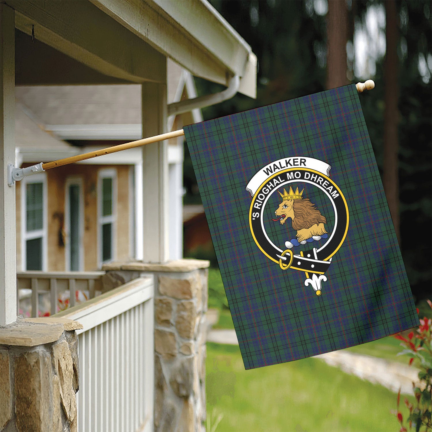 Walker Hunting Tartan Crest Garden Flag