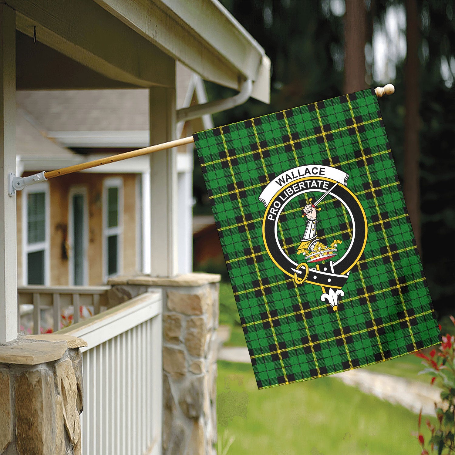 Wallace Hunting Modern Tartan Crest Garden Flag