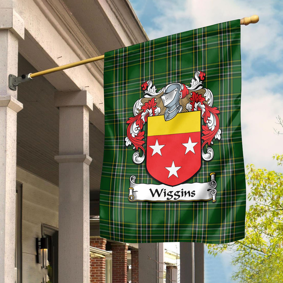 Wiggins Tartan Crest Garden Flag