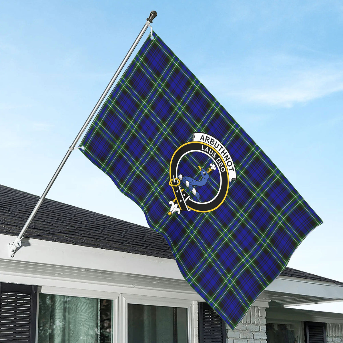 Arbuthnot Modern Tartan Crest House Flag