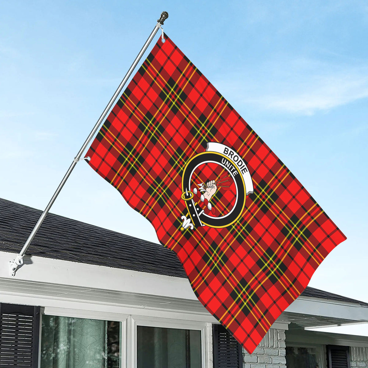 Brodie Modern Tartan Crest House Flag