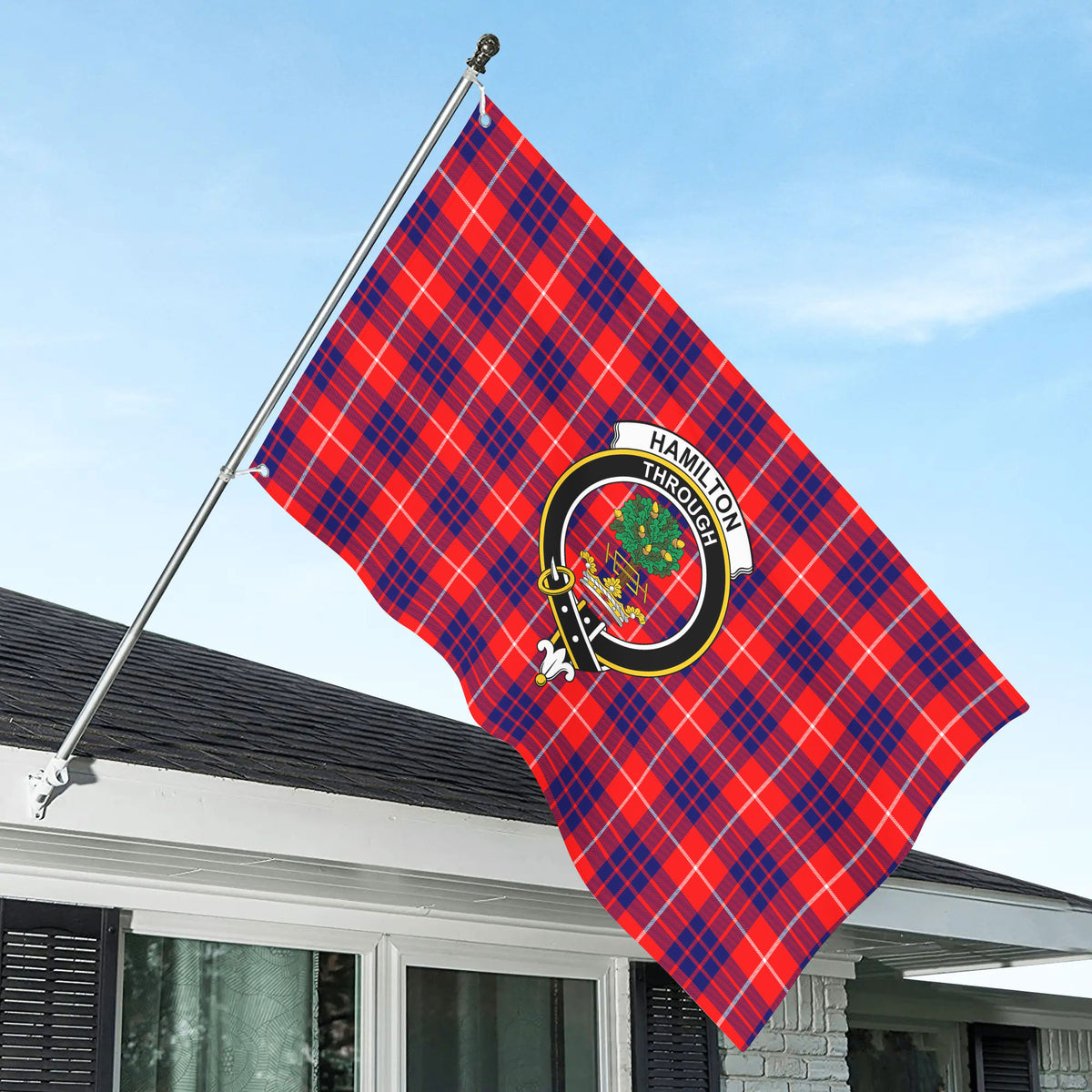 Hamilton Modern Tartan Crest House Flag