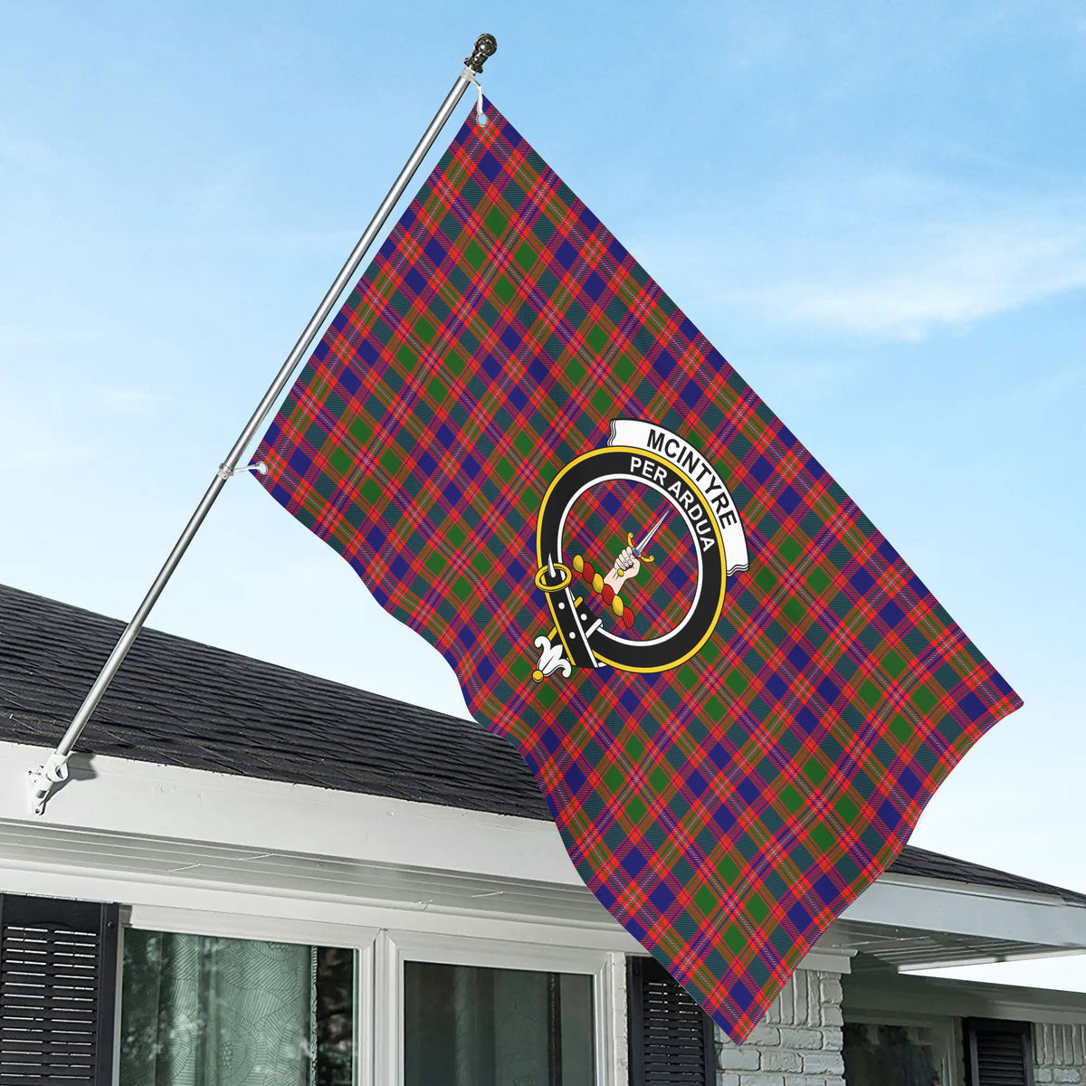 McIntyre Modern Tartan Crest House Flag