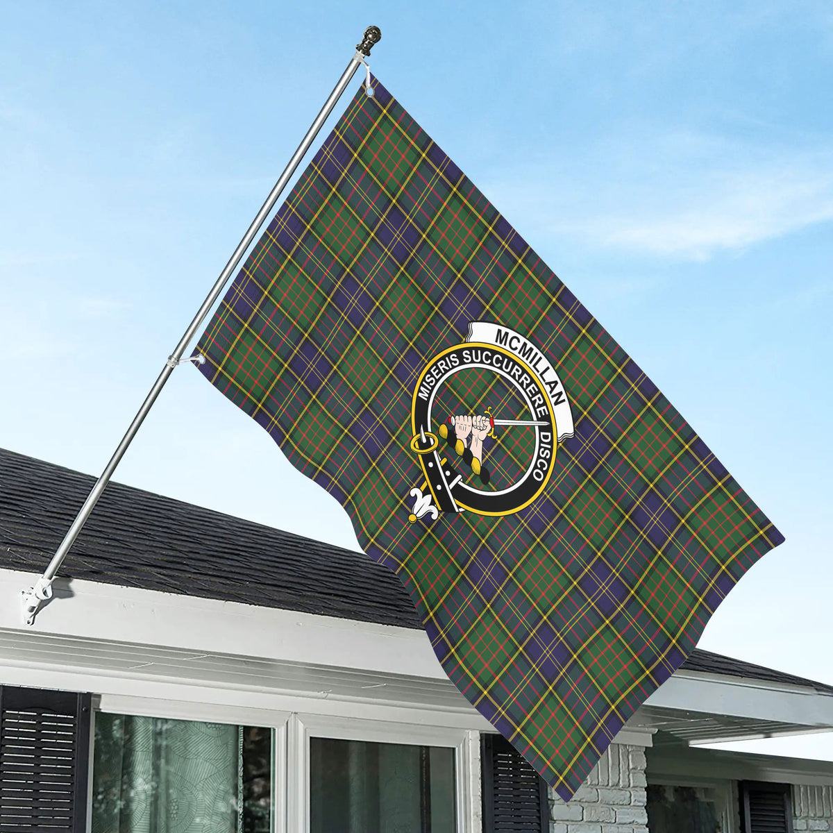 McMillan Hunting Modern Tartan Crest House Flag