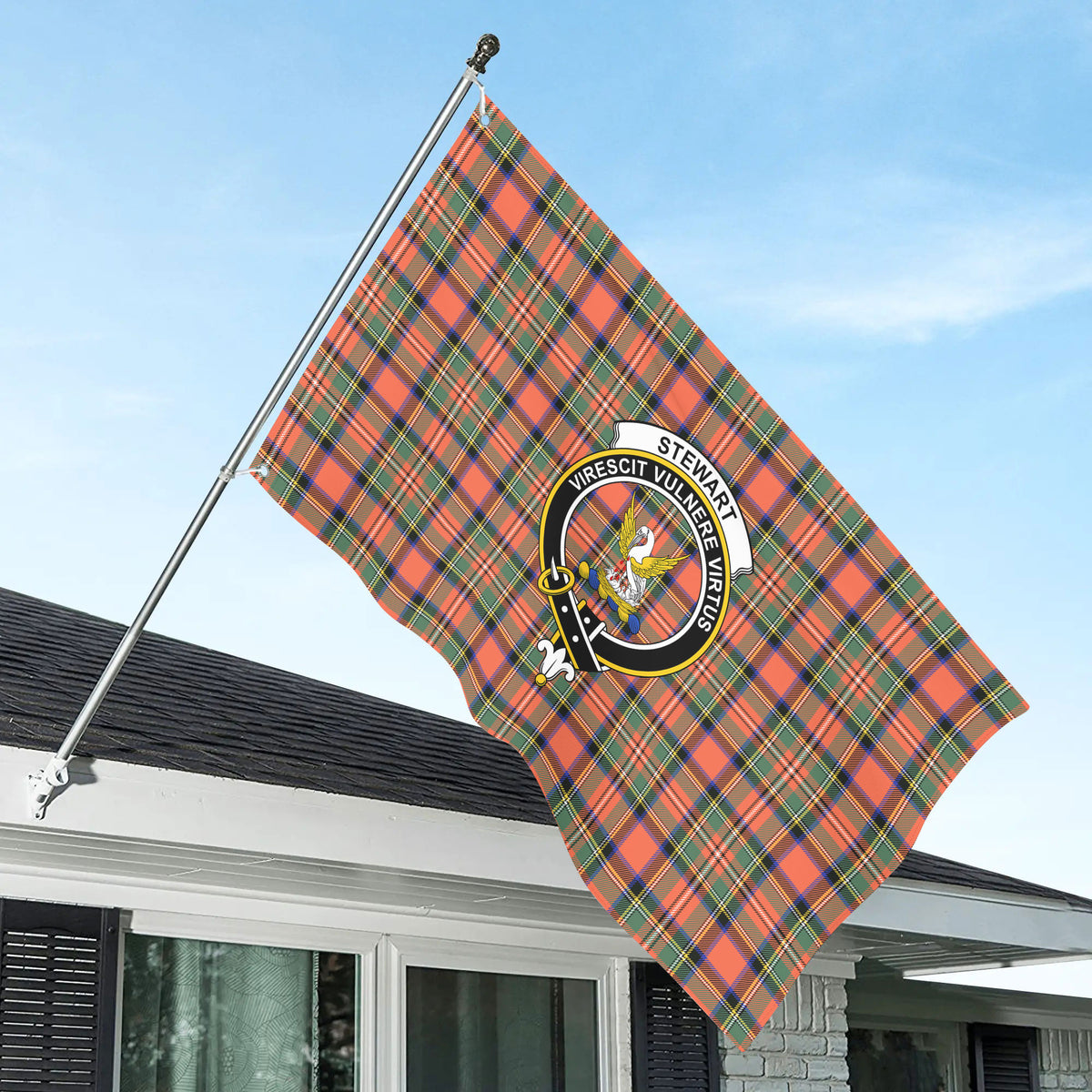 Stewart Royal Ancient Tartan Crest House Flag