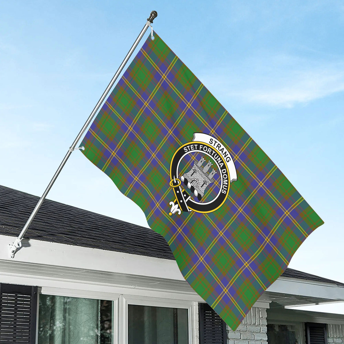Strang (or Strange) Tartan Crest House Flag
