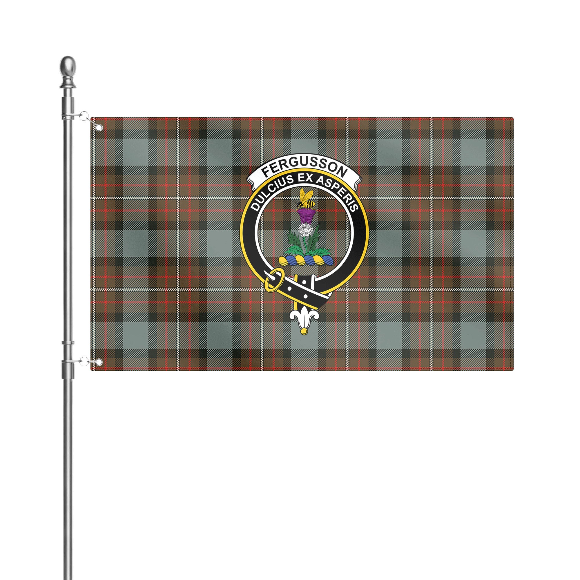 Fergusson Weathered Tartan Crest House Flag