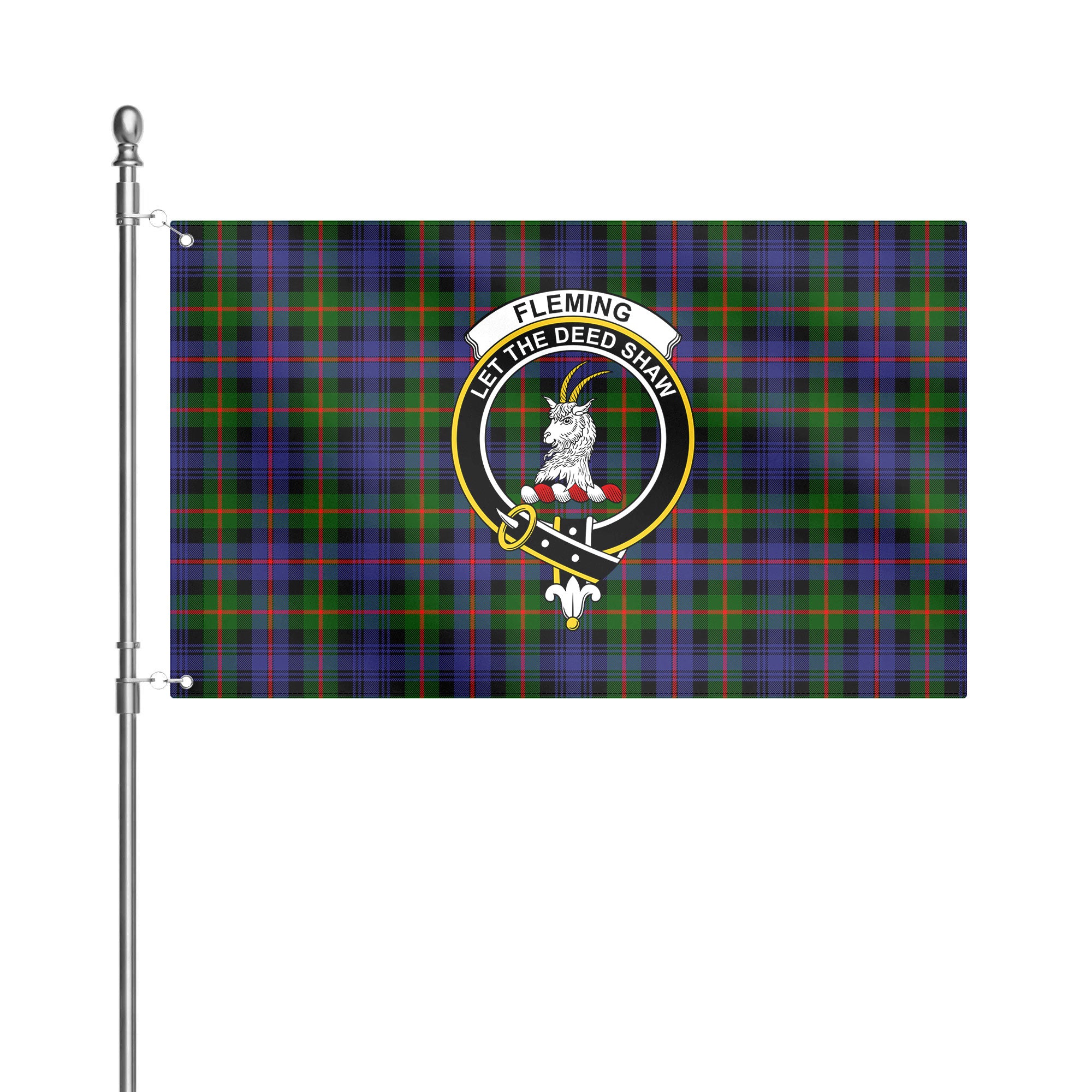 Fleming Tartan Crest House Flag