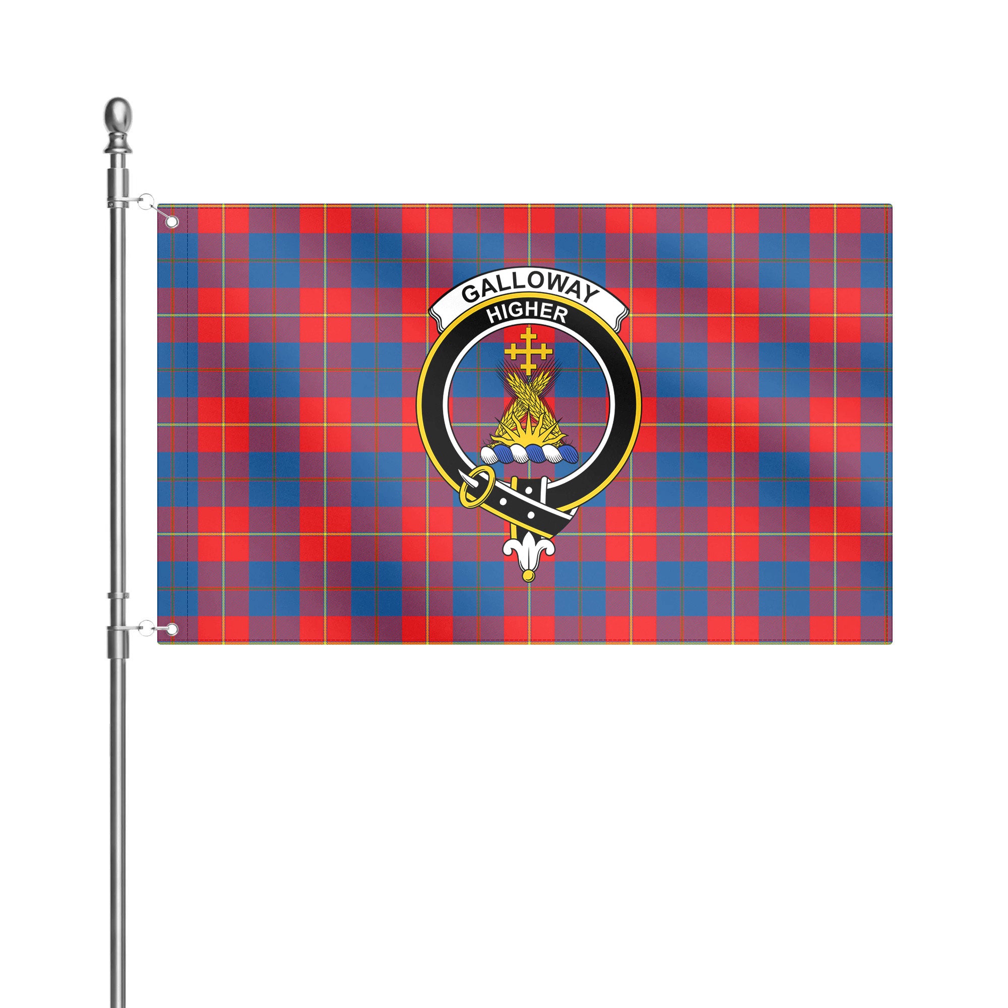 Galloway Red Tartan Crest House Flag