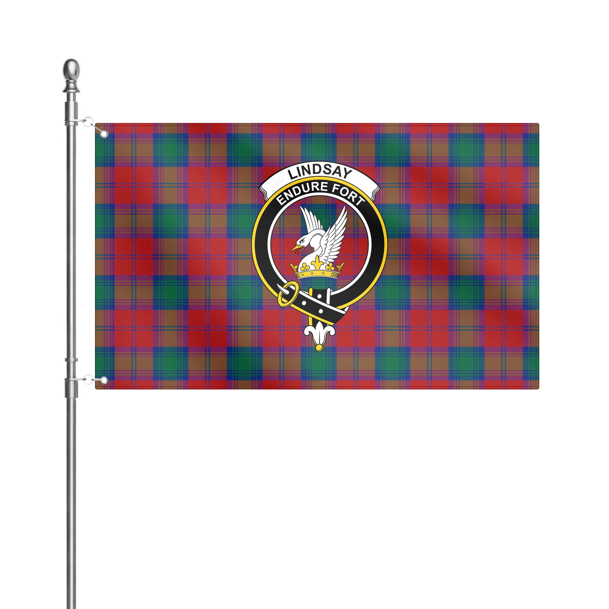 Lindsay Modern Tartan Crest House Flag