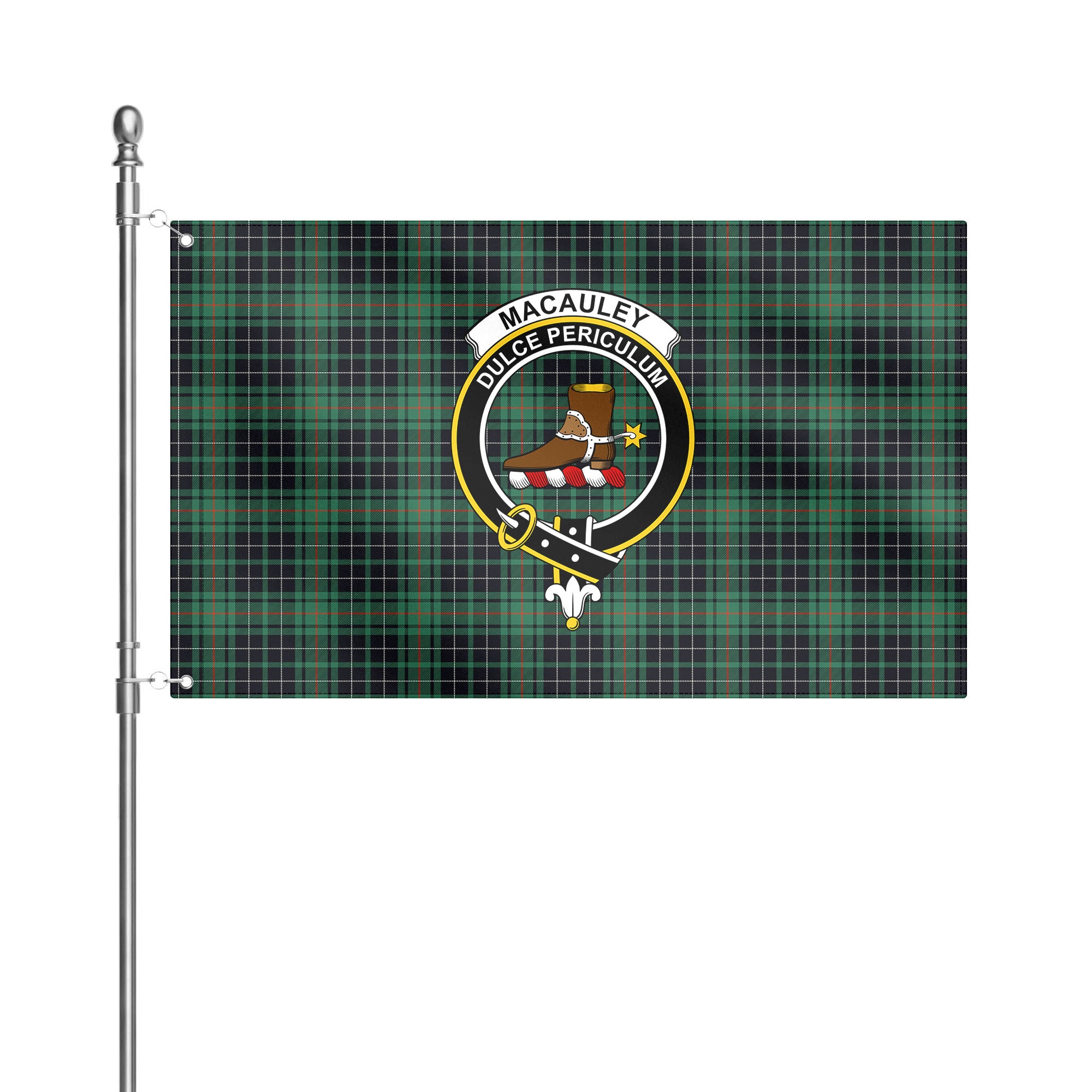 MacAuley Hunting Ancient Tartan Crest House Flag