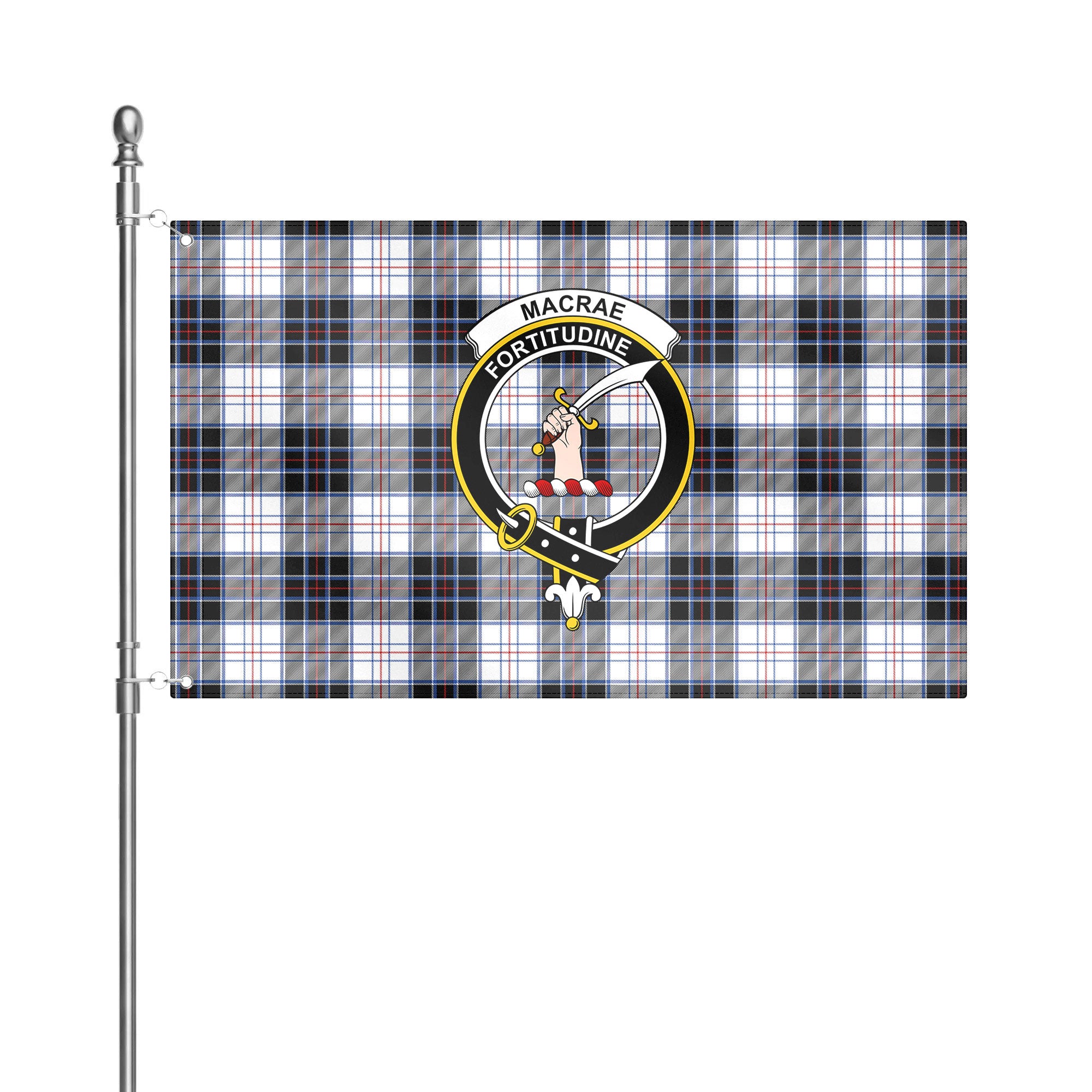 MacRae Dress Modern Tartan Crest House Flag