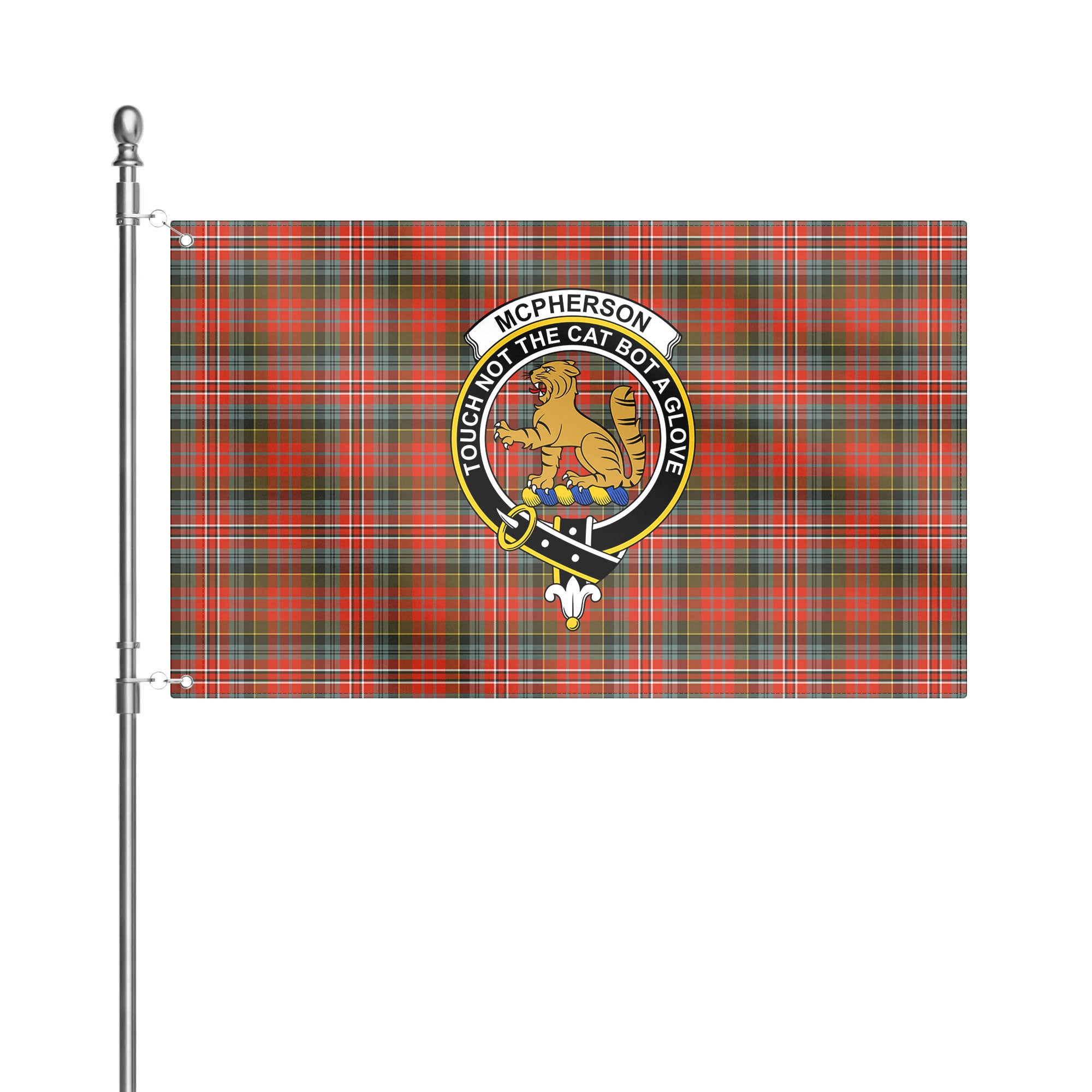 McPherson Weathered Tartan Crest House Flag