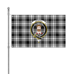 Menzies Black - White Modern Tartan Crest House Flag