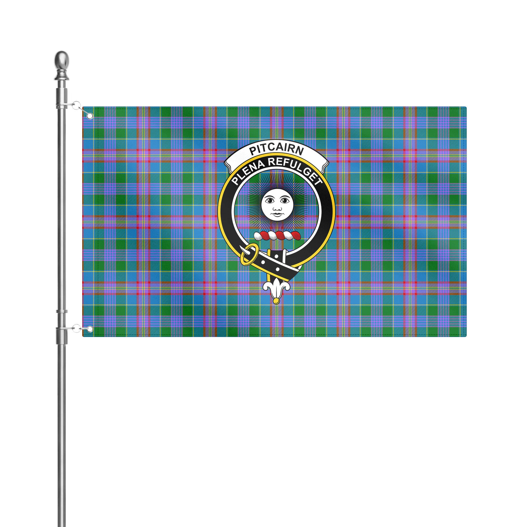 Pitcairn Hunting Tartan Crest House Flag