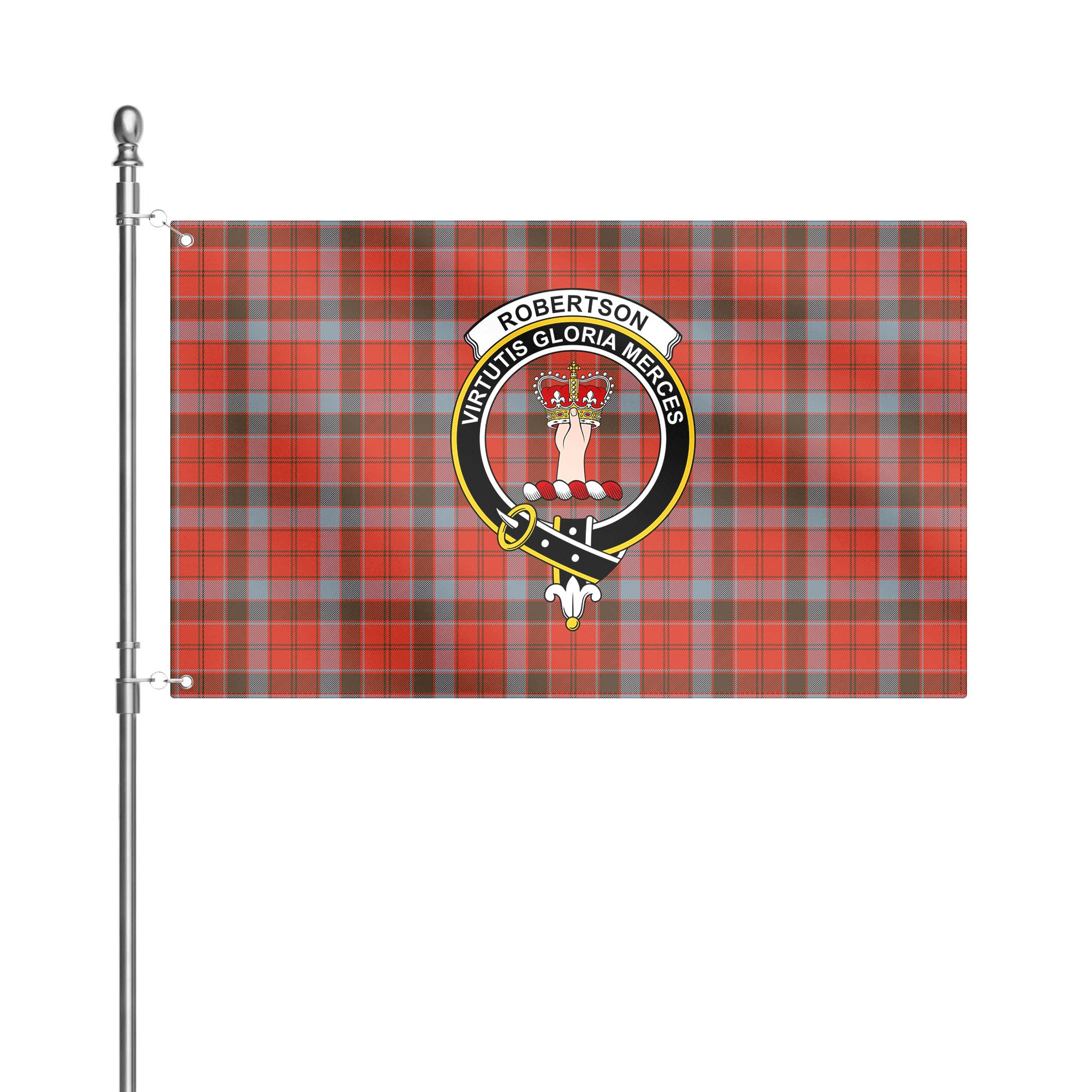 Robertson Weathered Tartan Crest House Flag