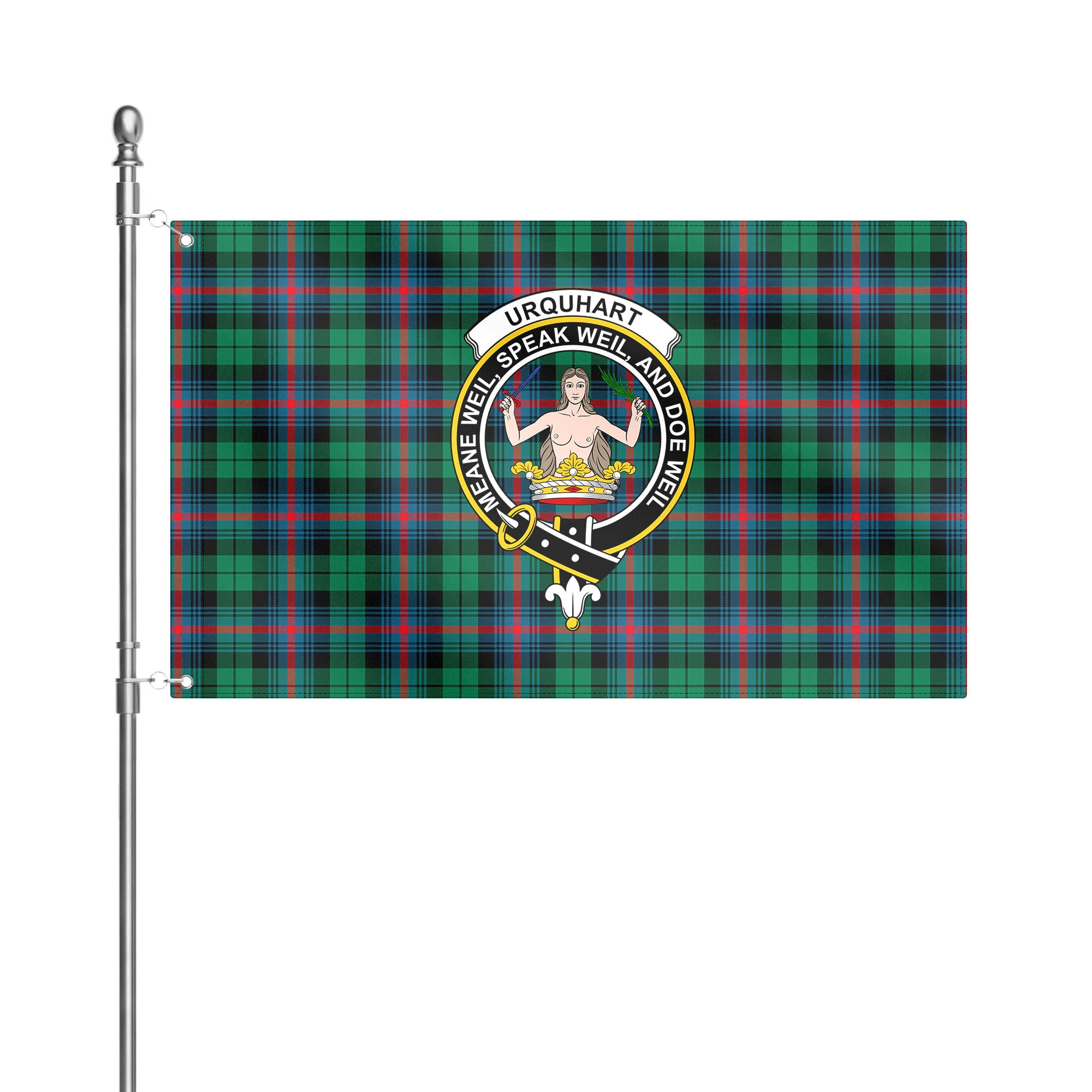 Urquhart Broad Red Ancient Tartan Crest House Flag