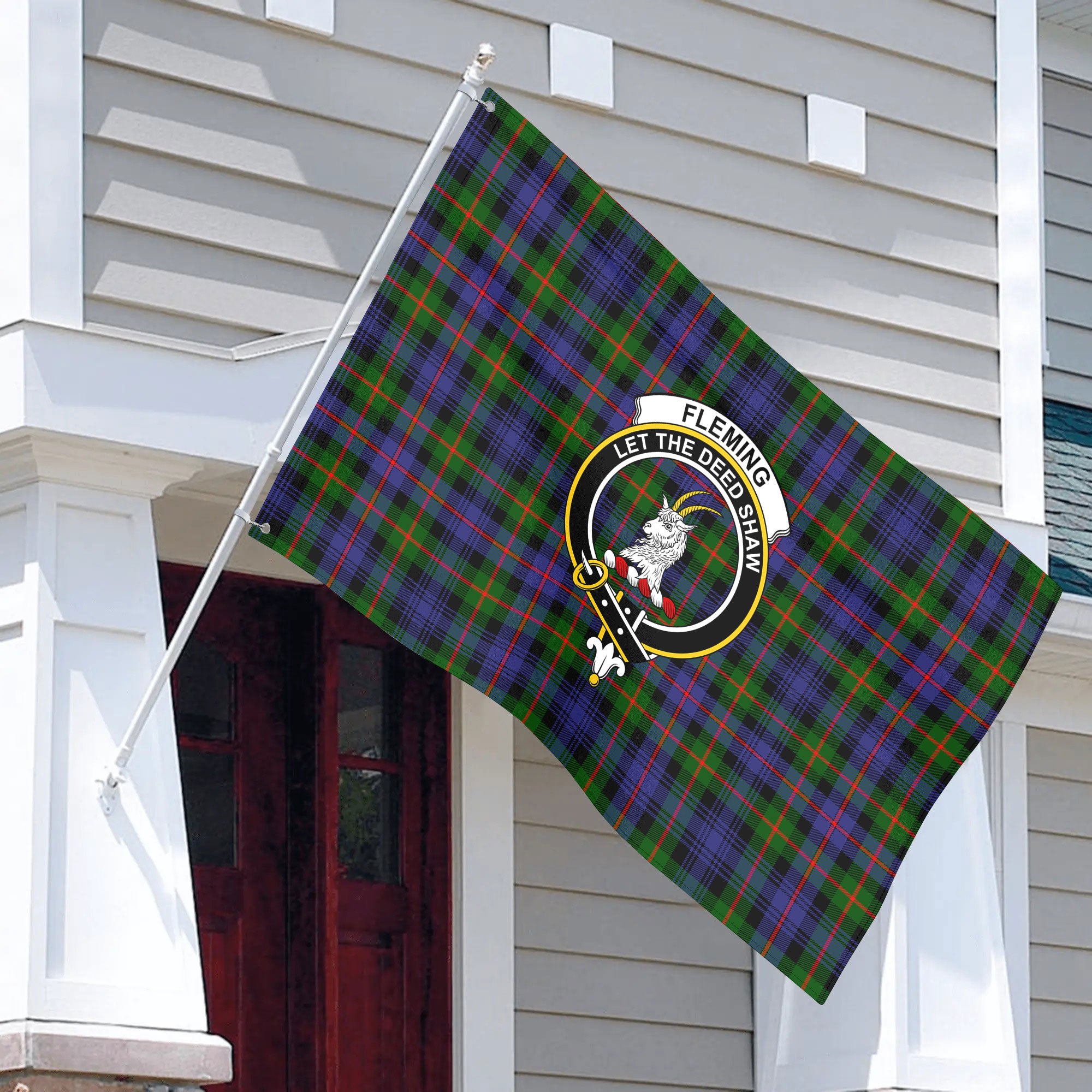 Fleming Tartan Crest House Flag