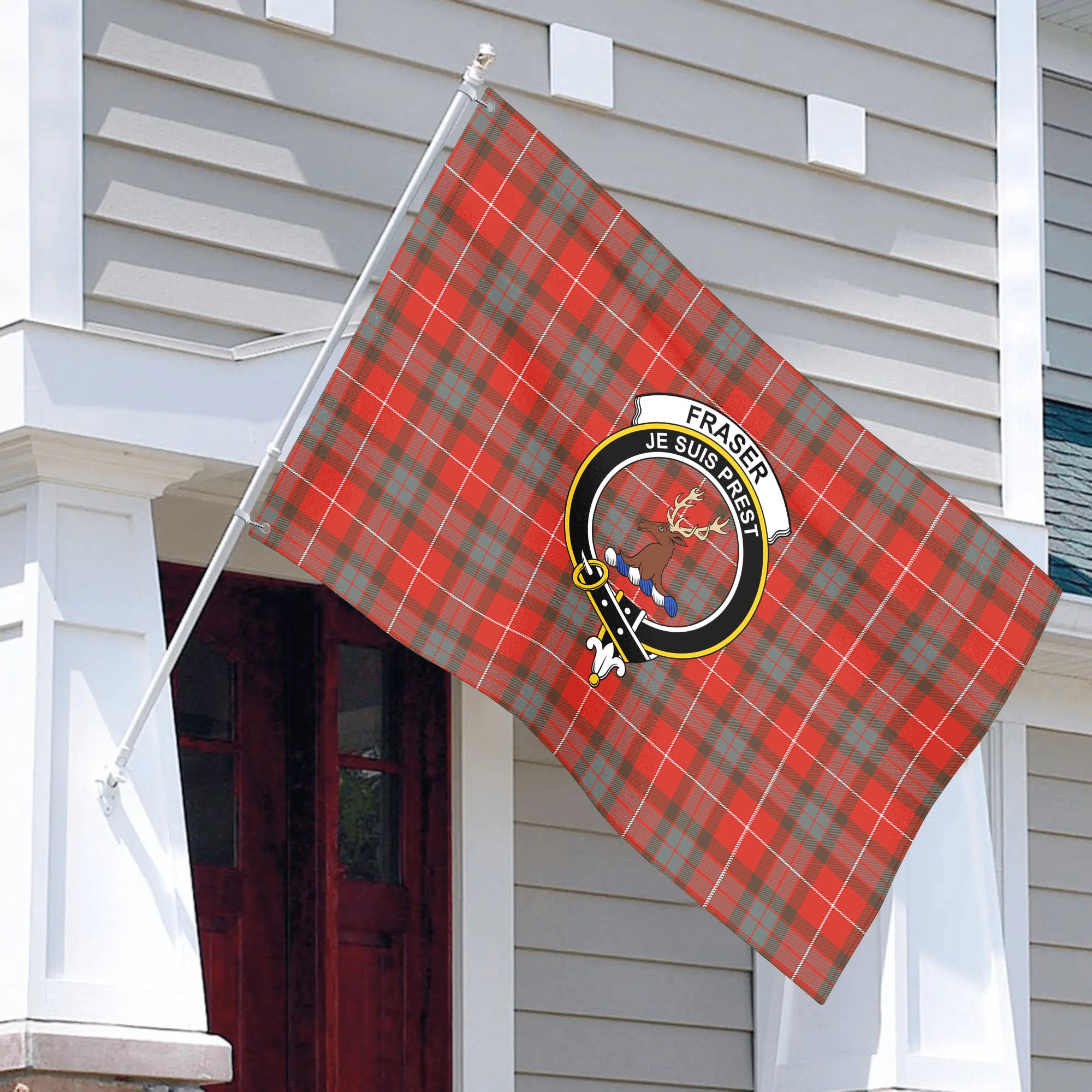 Fraser (of Lovat) Weathered Tartan Crest House Flag