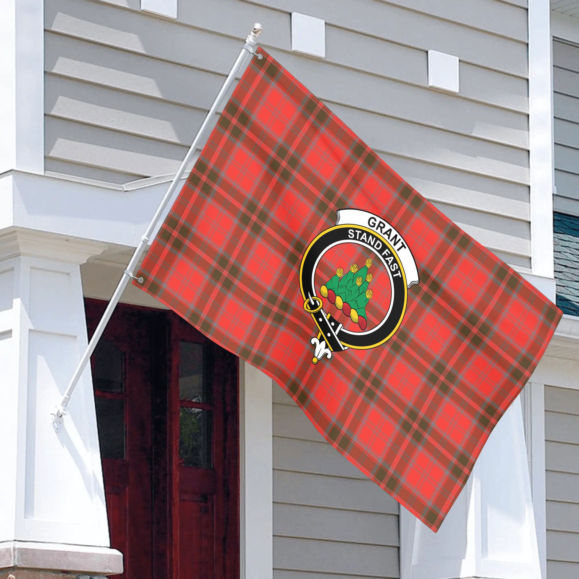 Grant Weathered  Tartan Crest House Flag