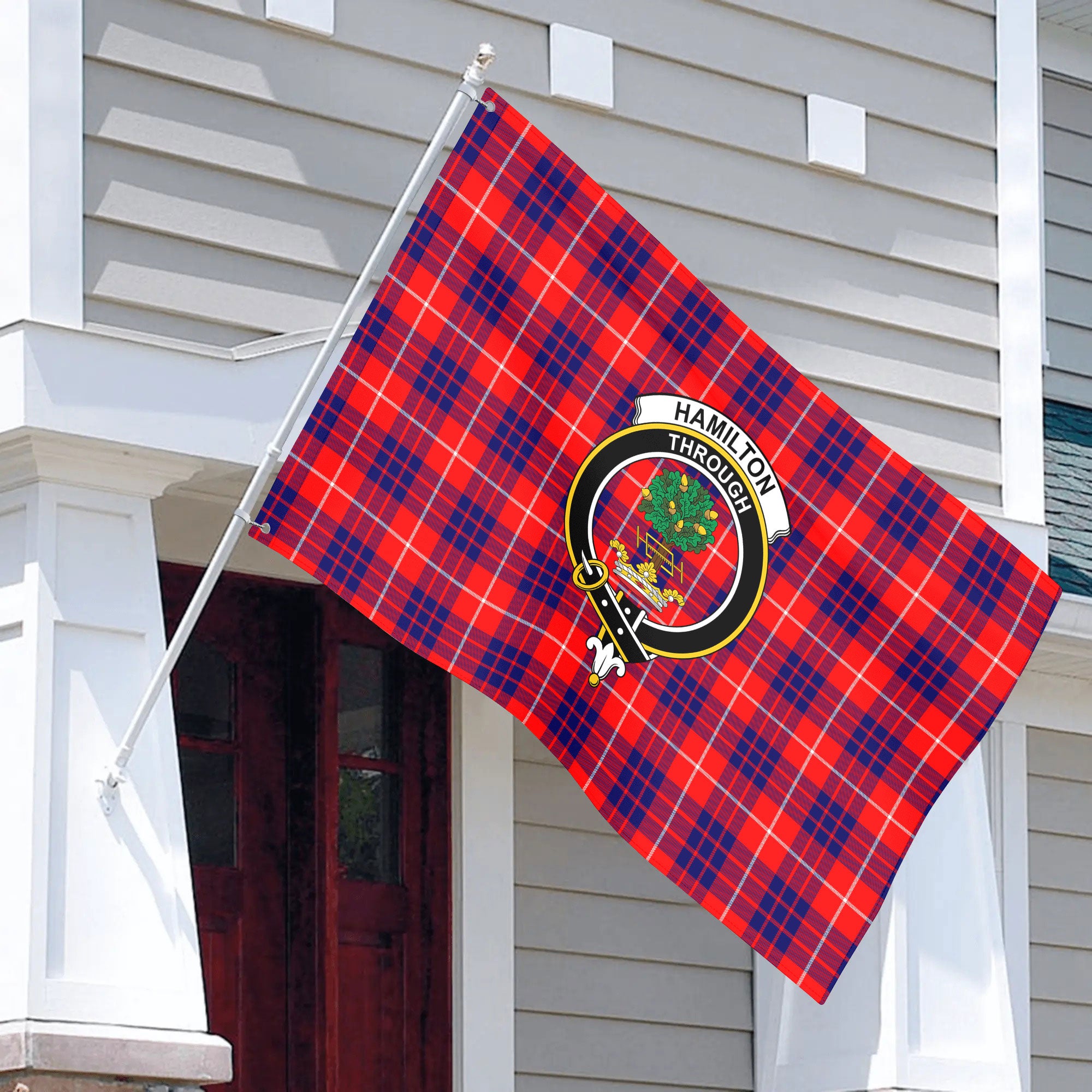 Hamilton Modern Tartan Crest House Flag
