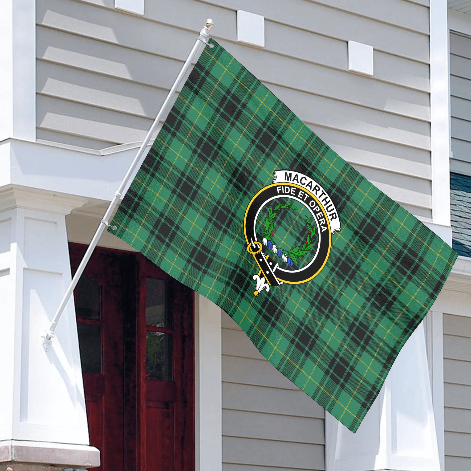 MacArthur Ancient Tartan Crest House Flag