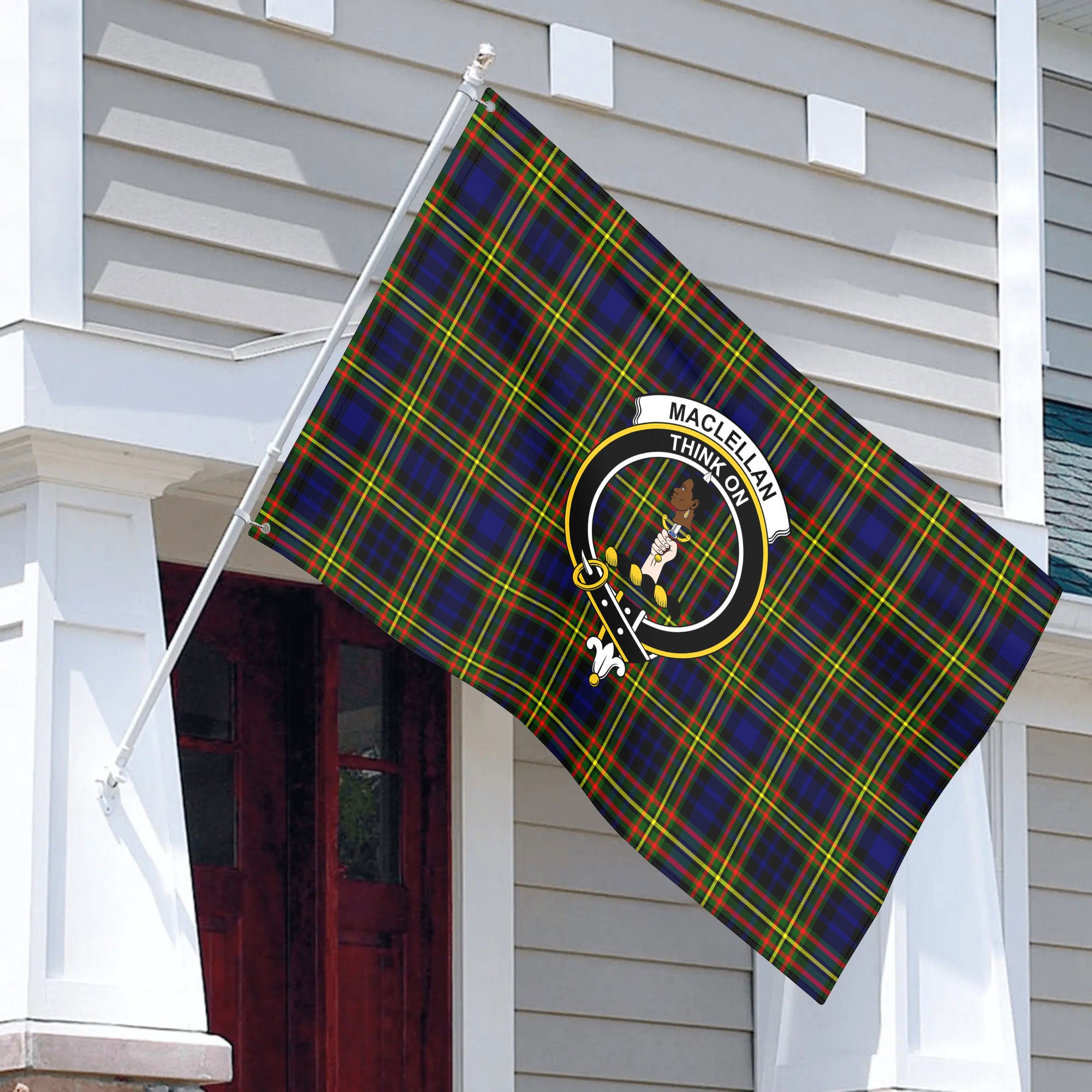 MacLellan Modern Tartan Crest House Flag