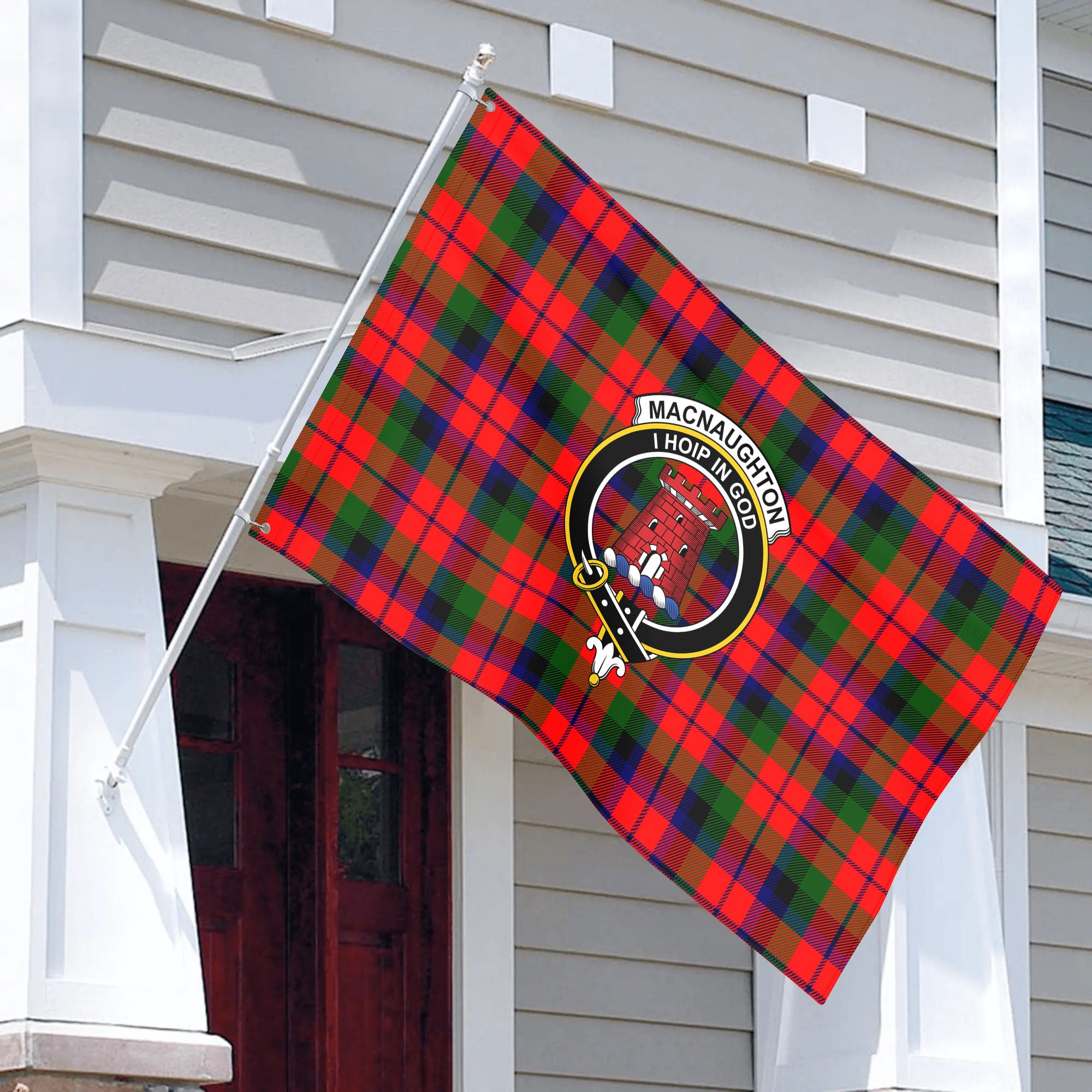 MacNaughton Modern Tartan Crest House Flag
