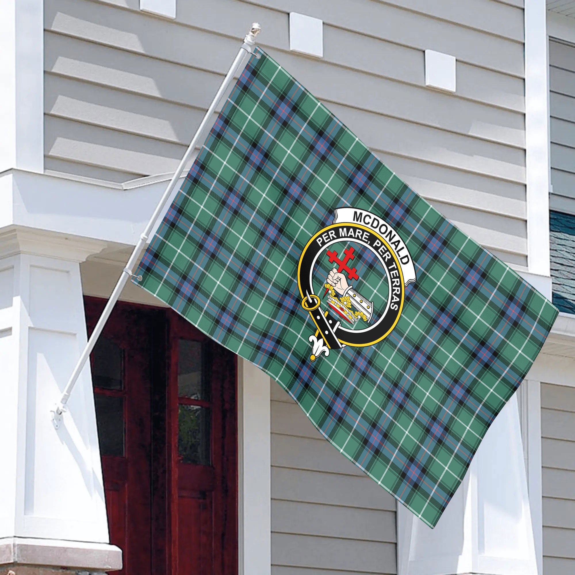 McDonald of the Isles Hunting Ancient Tartan Crest House Flag