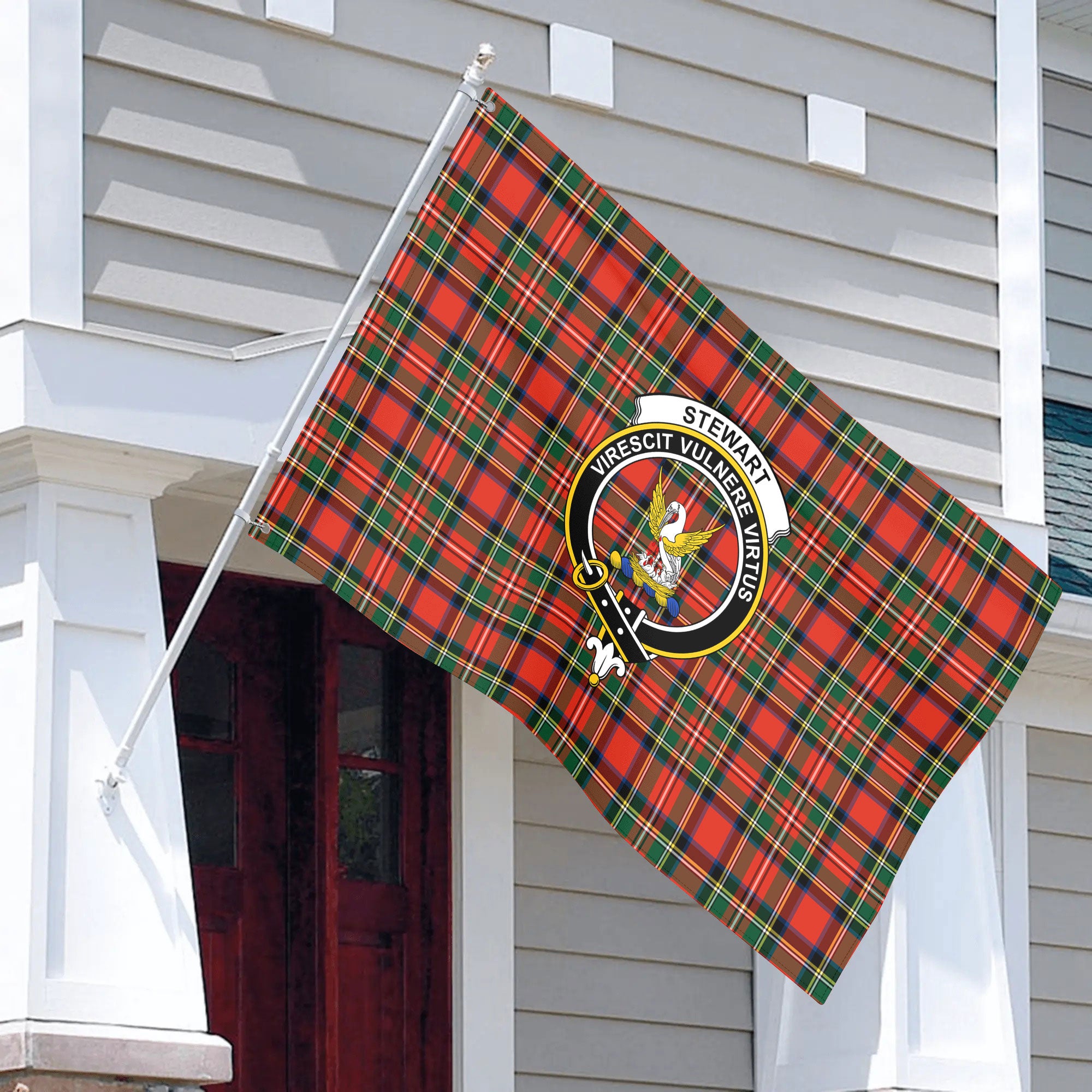 Stewart Royal Modern Tartan Crest House Flag