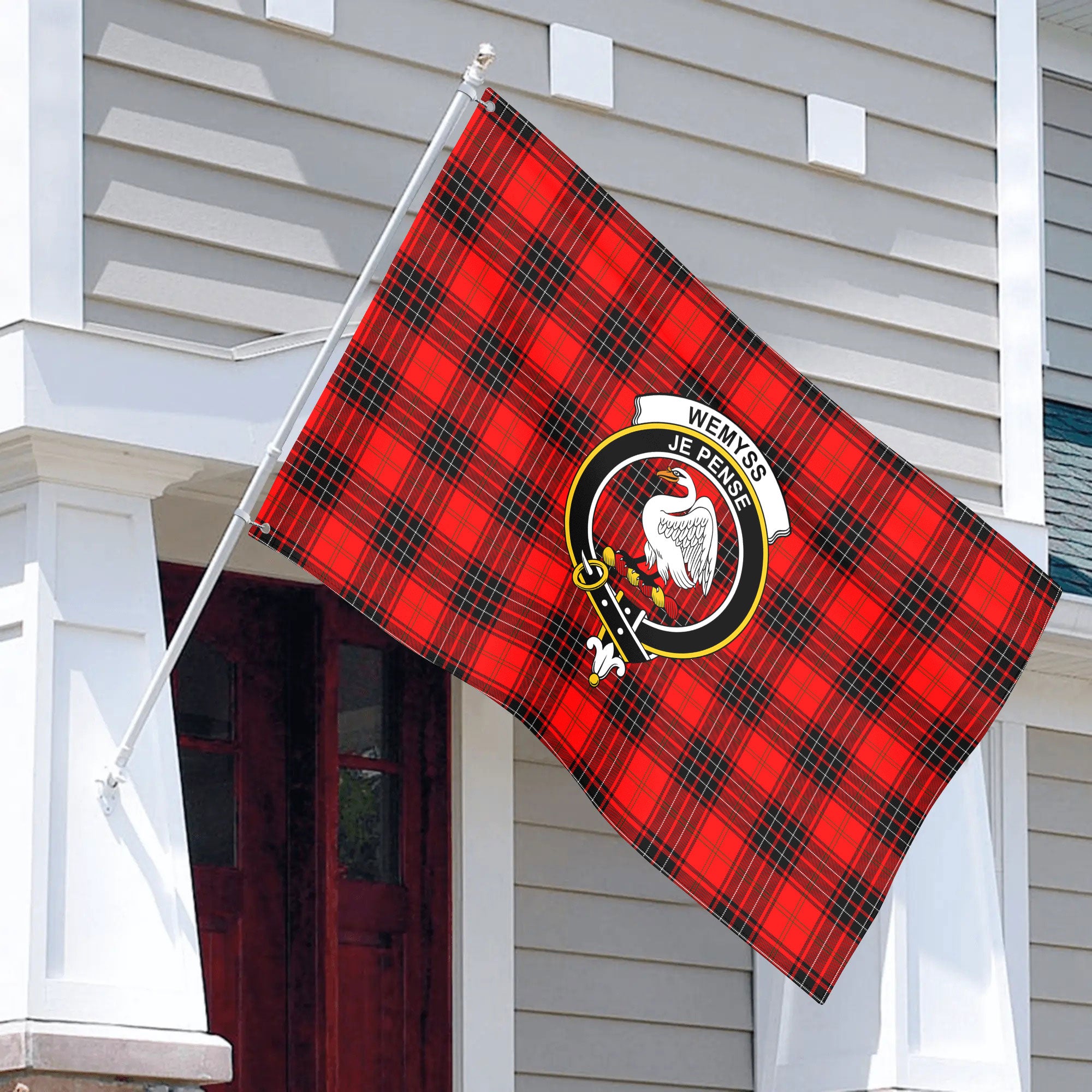 Wemyss Modern Tartan Crest House Flag