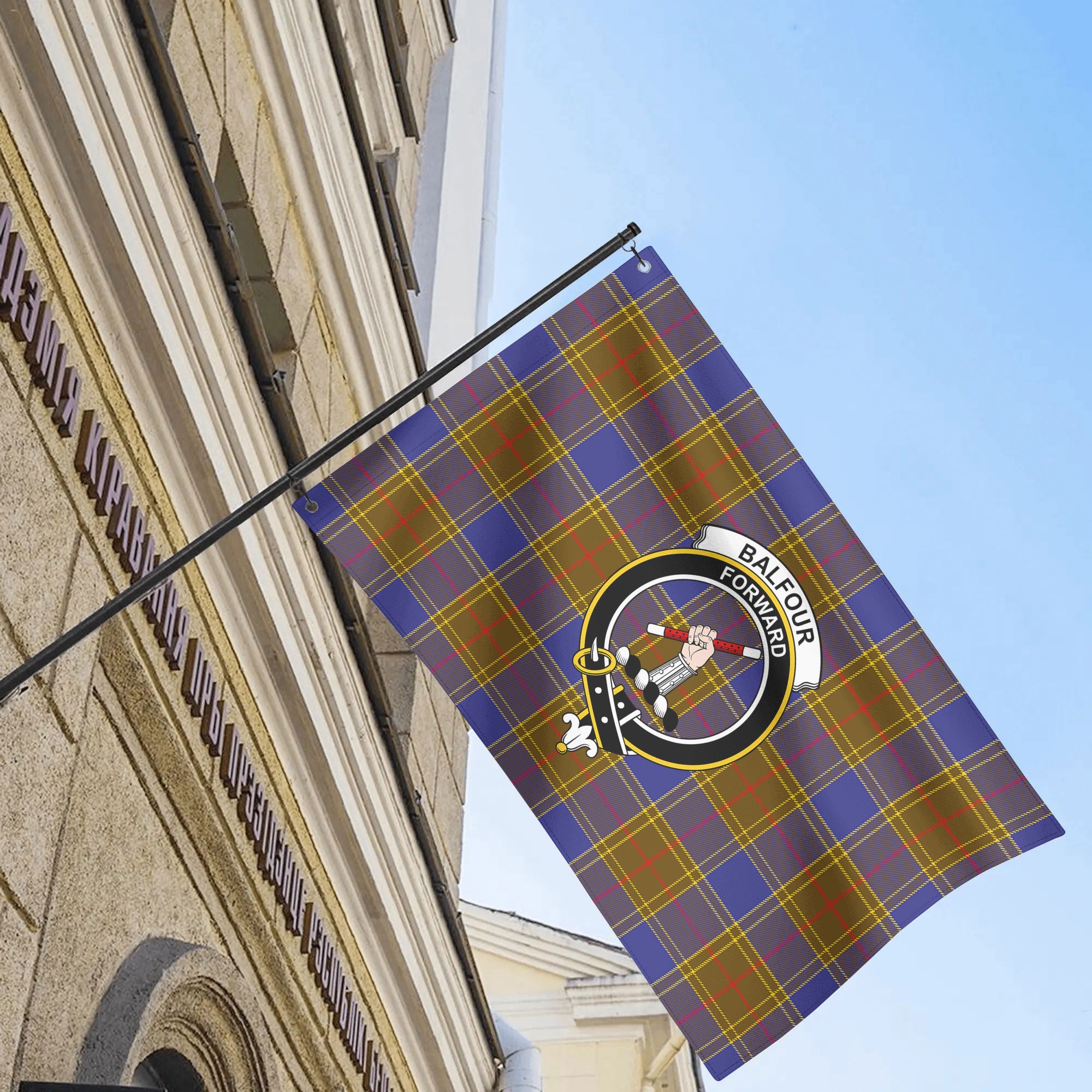 Balfour Modern Tartan Crest House Flag