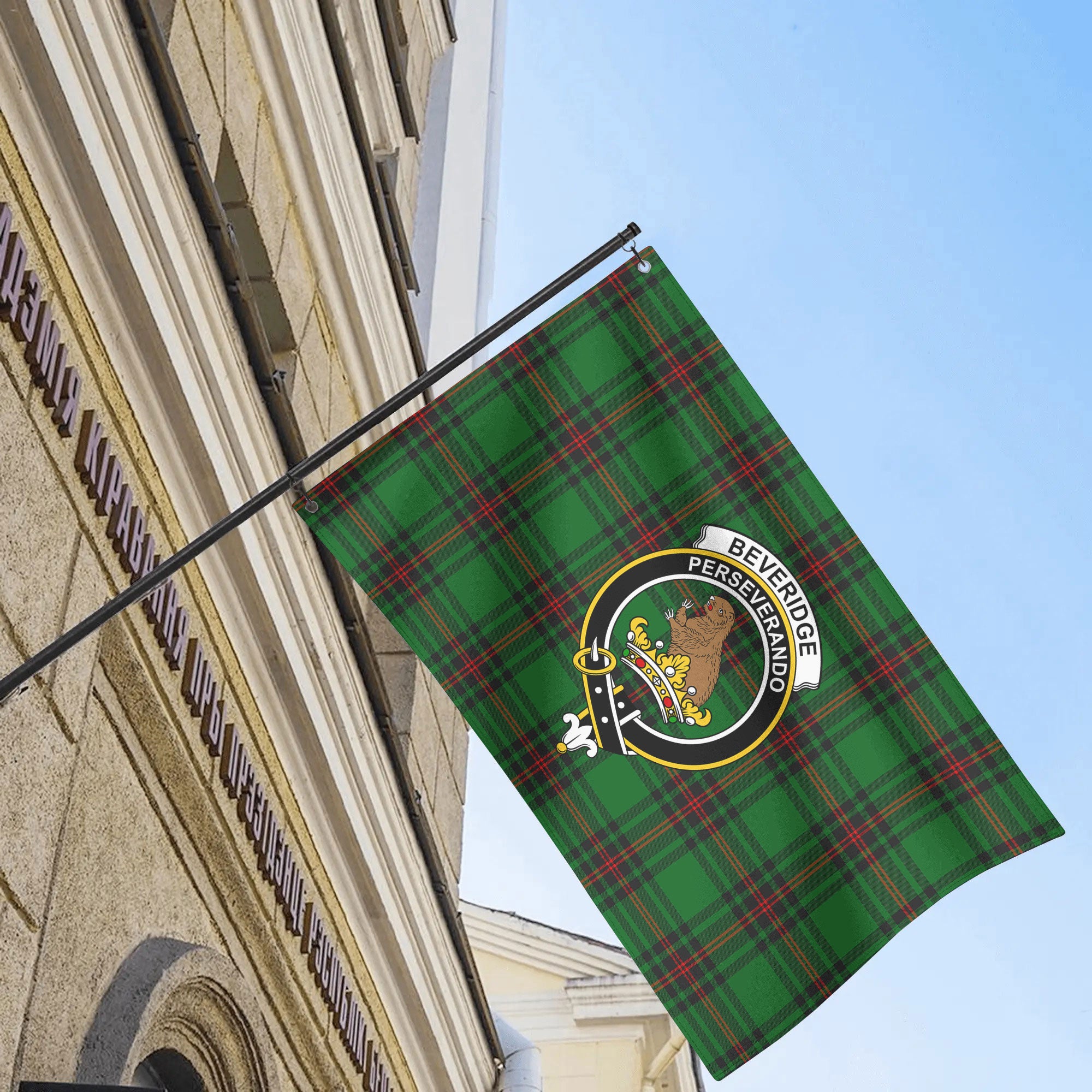 Beveridge Tartan Crest House Flag