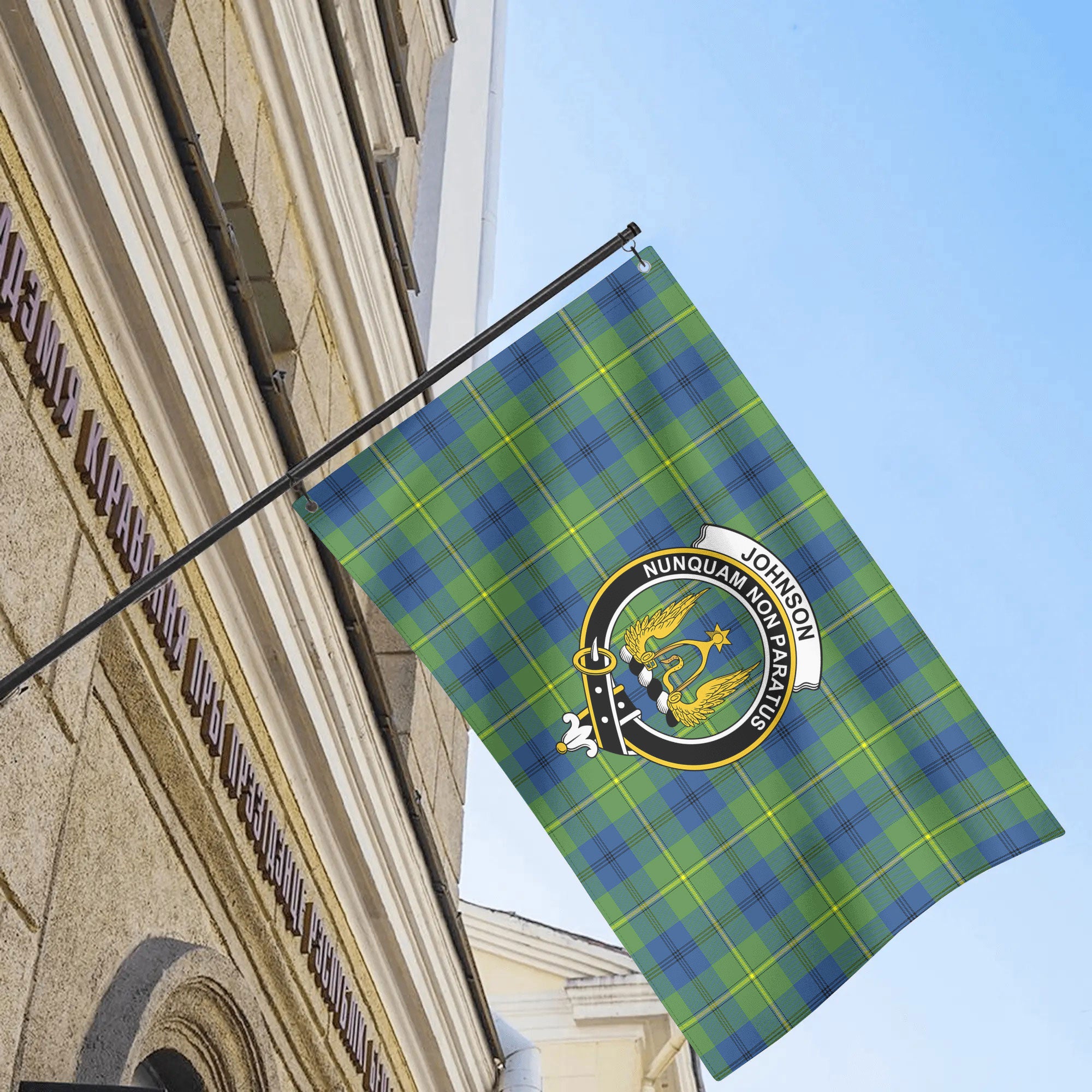 Johnson Ancient Tartan Crest House Flag