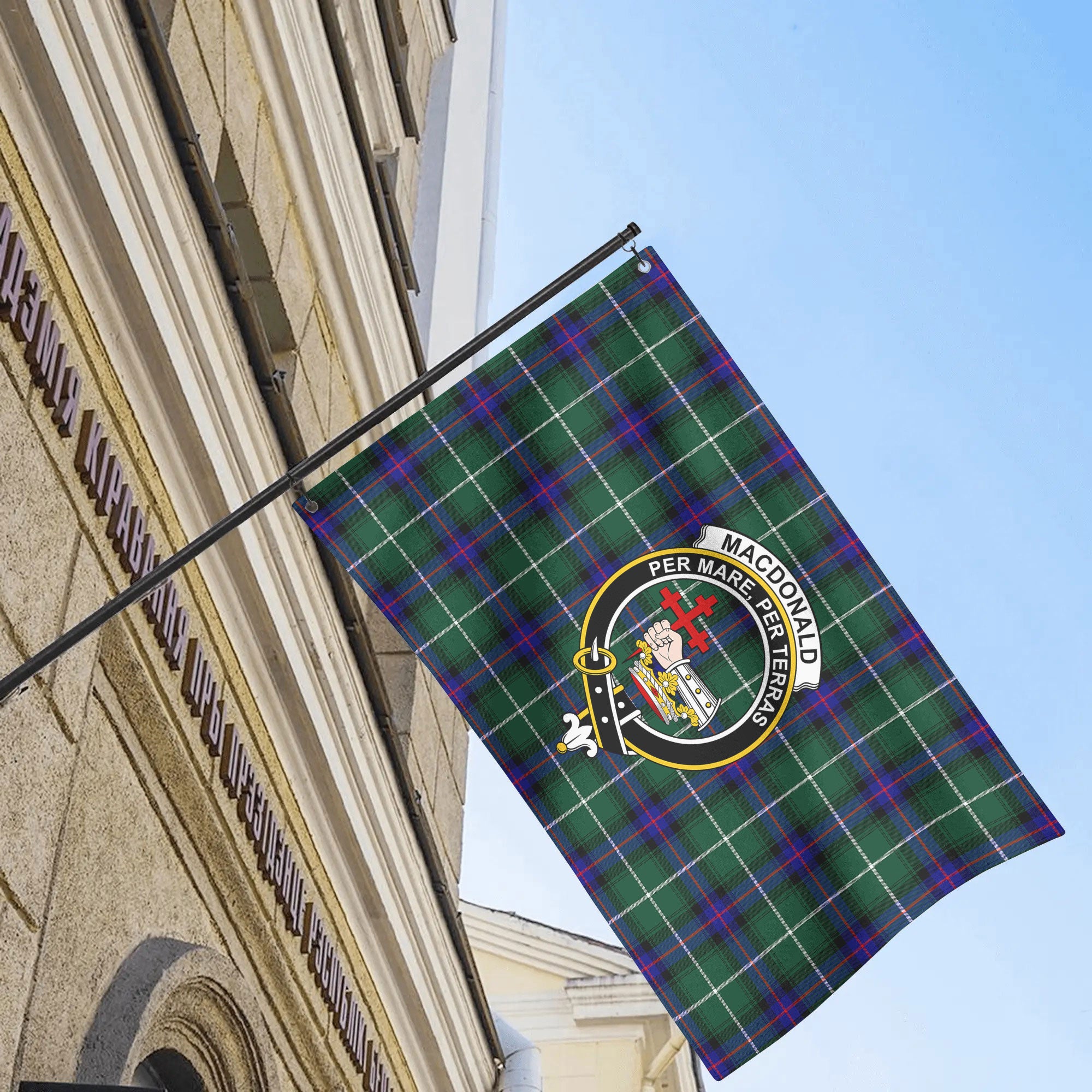MacDonald of the Isles Hunting Modern Tartan Crest House Flag