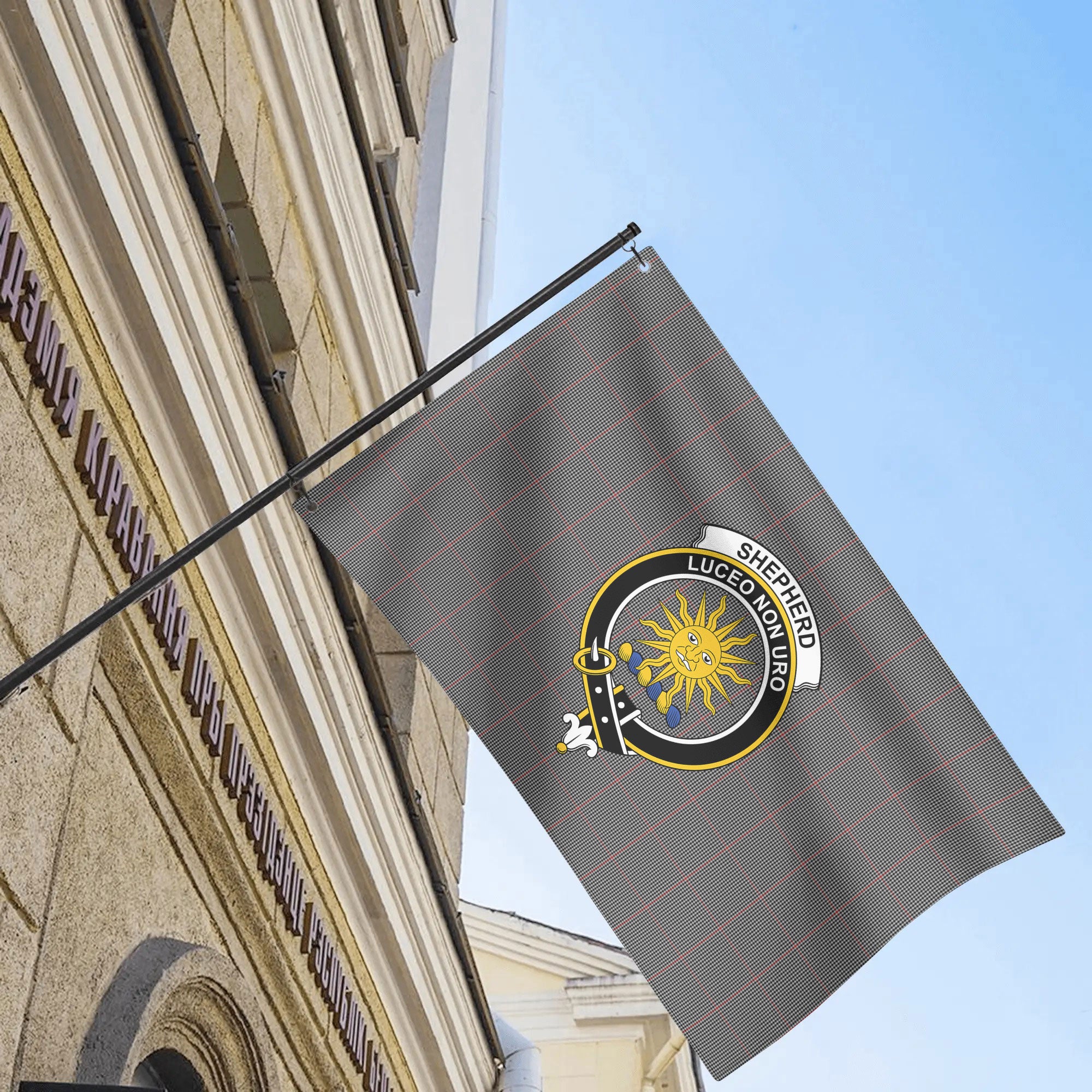 Shepherd Tartan Crest House Flag