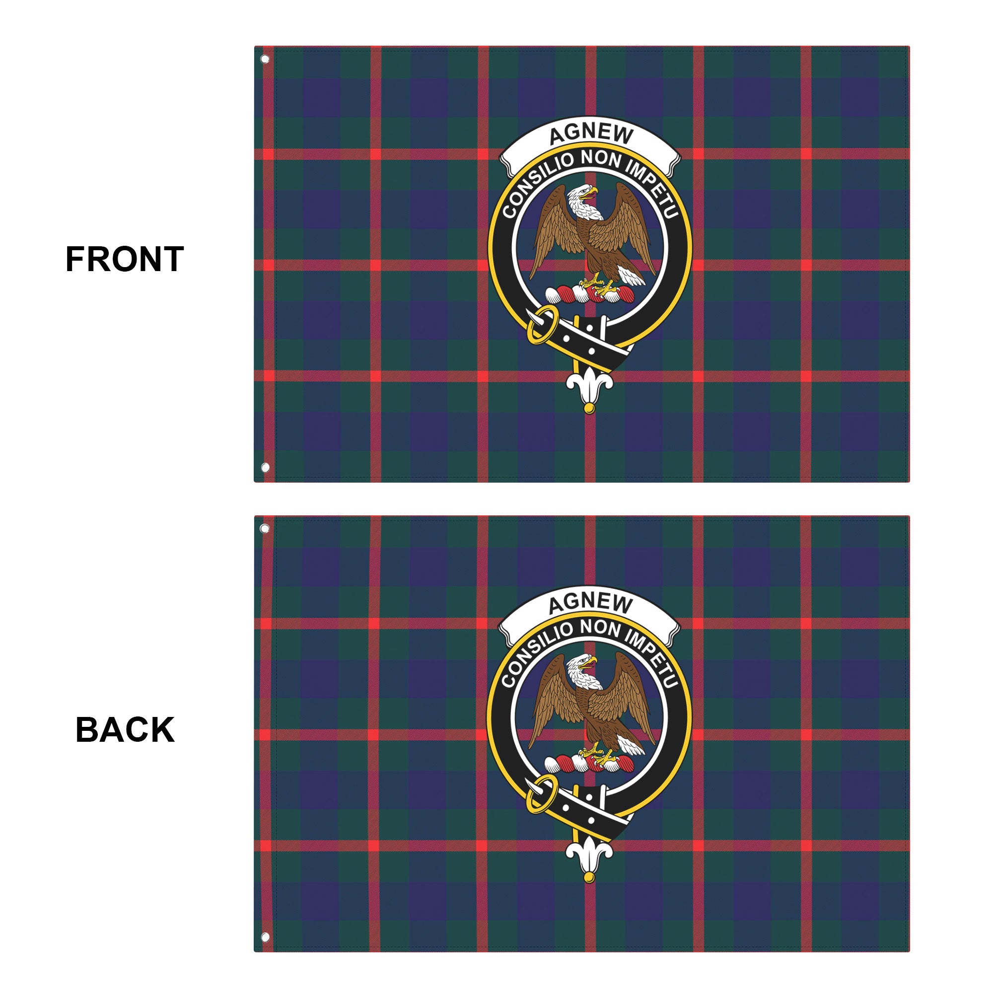 Agnew Modern Tartan Crest House Flag