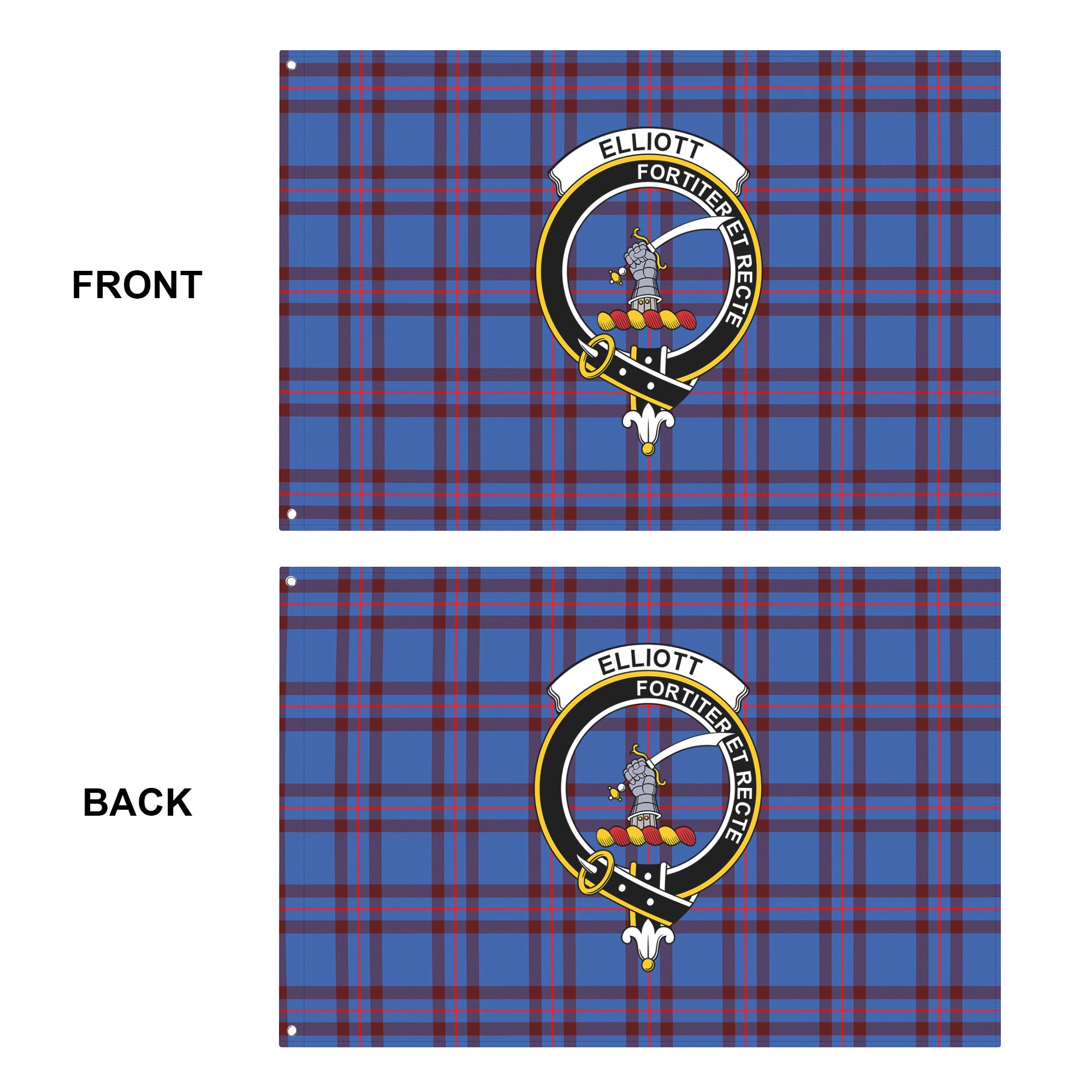 Elliott Modern Tartan Crest House Flag
